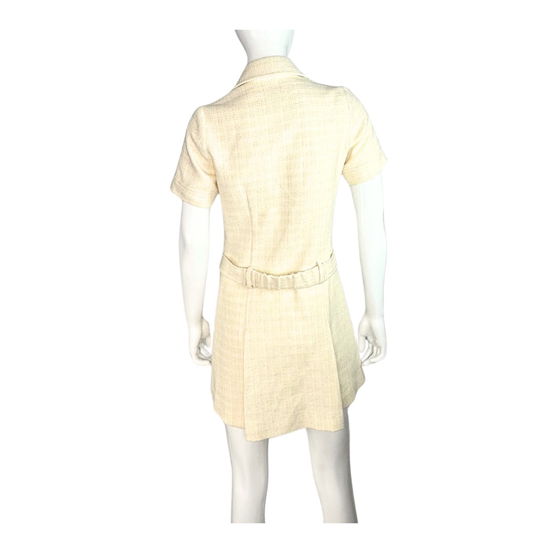 Sandro Belted Tweed Shirt Mini Dress