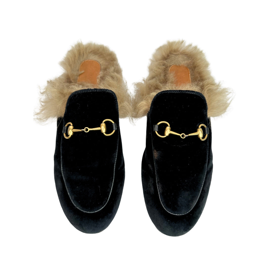 Gucci Princetown Fur-lined Mules
