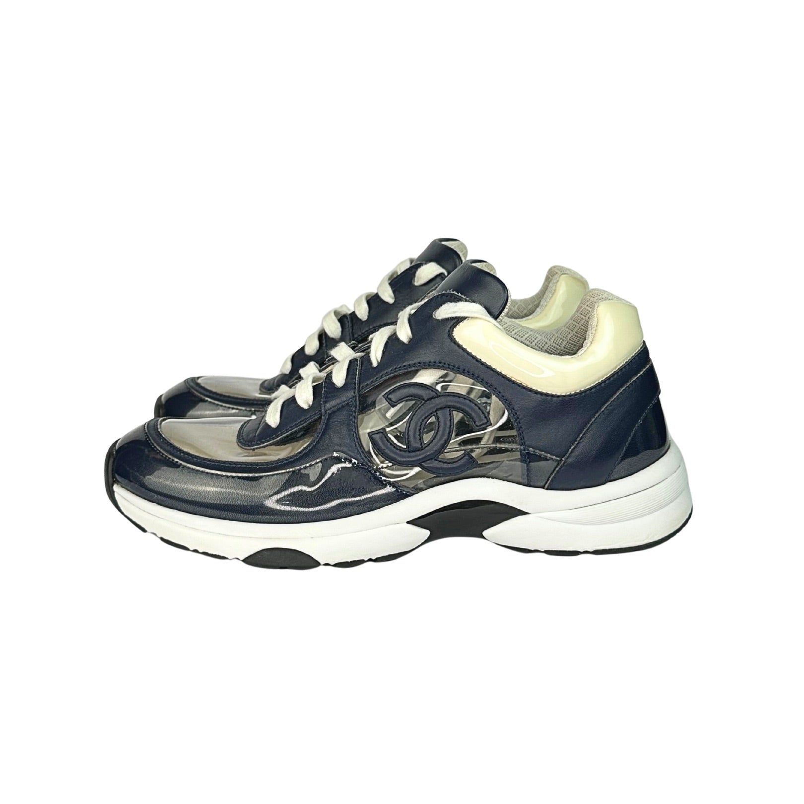 Chanel CC Lace Up Sneakers