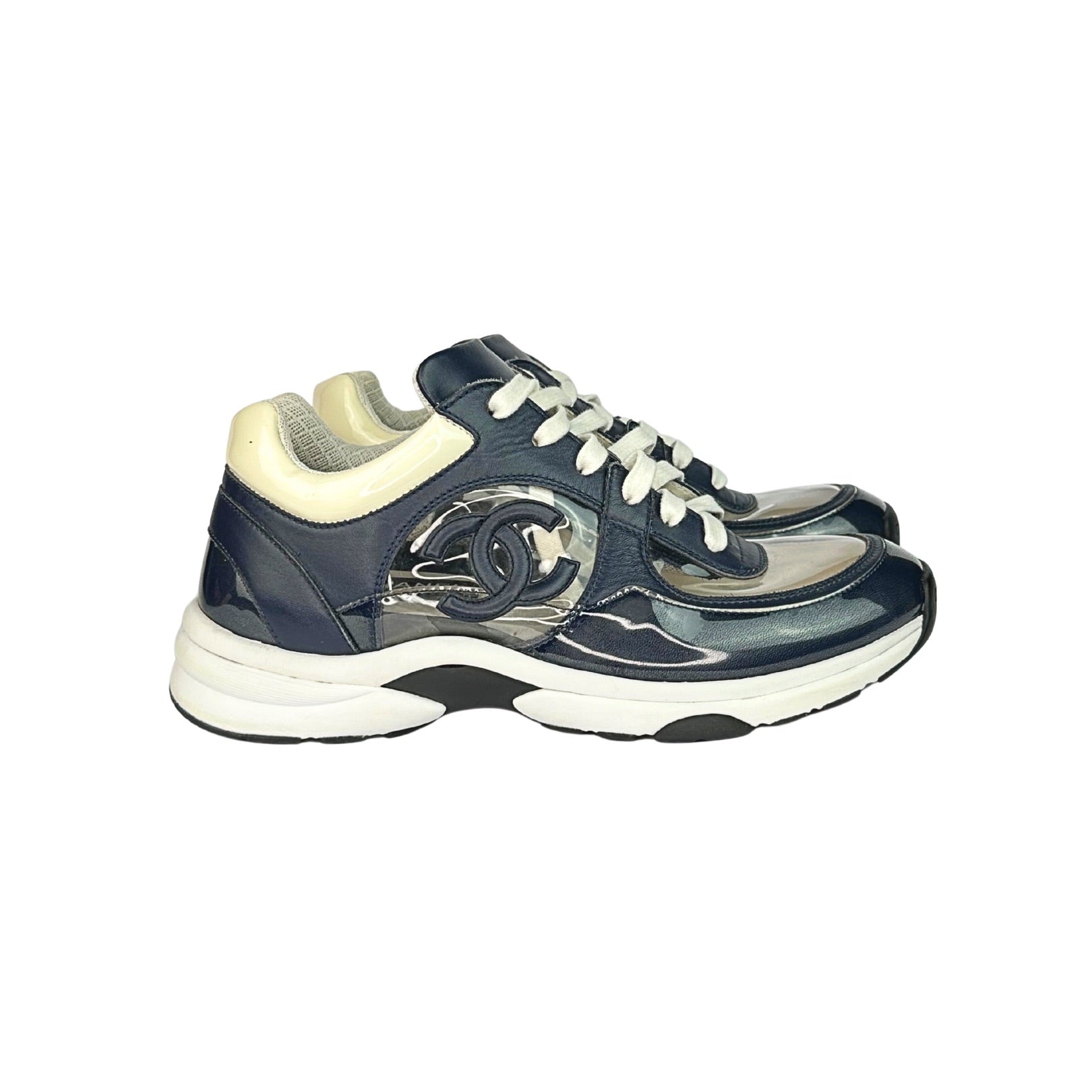 Chanel CC Lace Up Sneakers