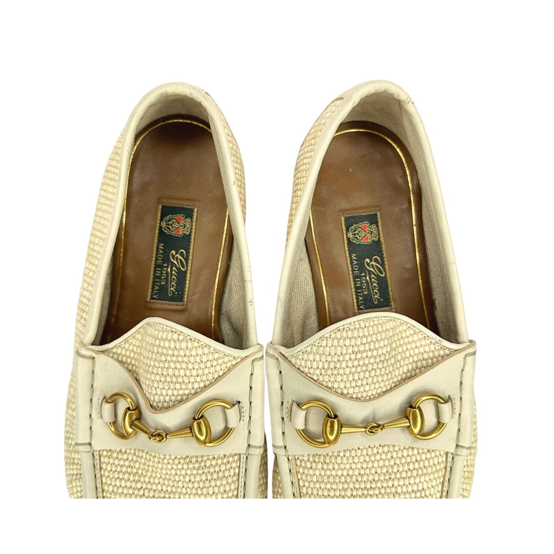Gucci Horsebit Raffia Loafers