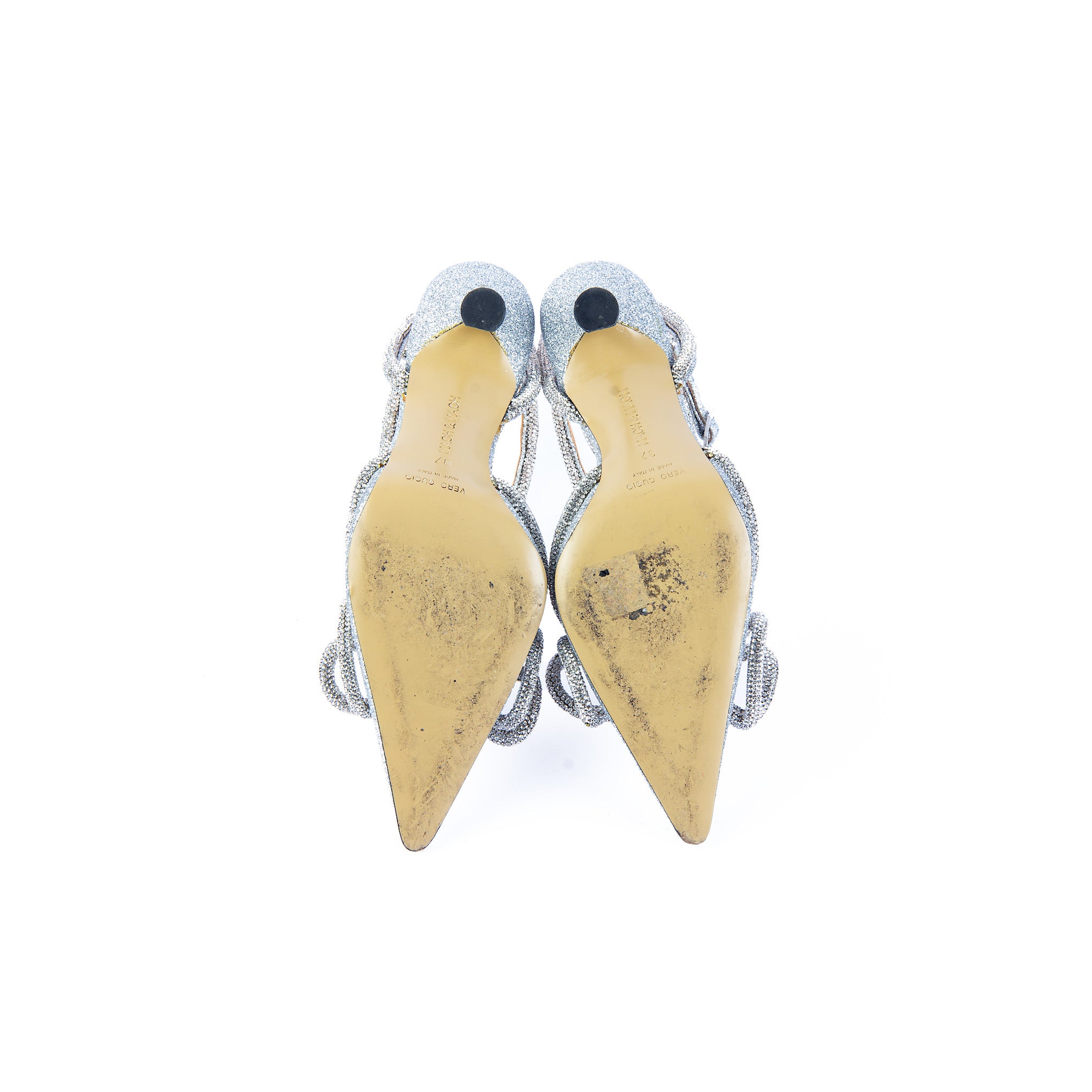 Mach & Mach Glitter Bow Accents D'Orsay Pumps