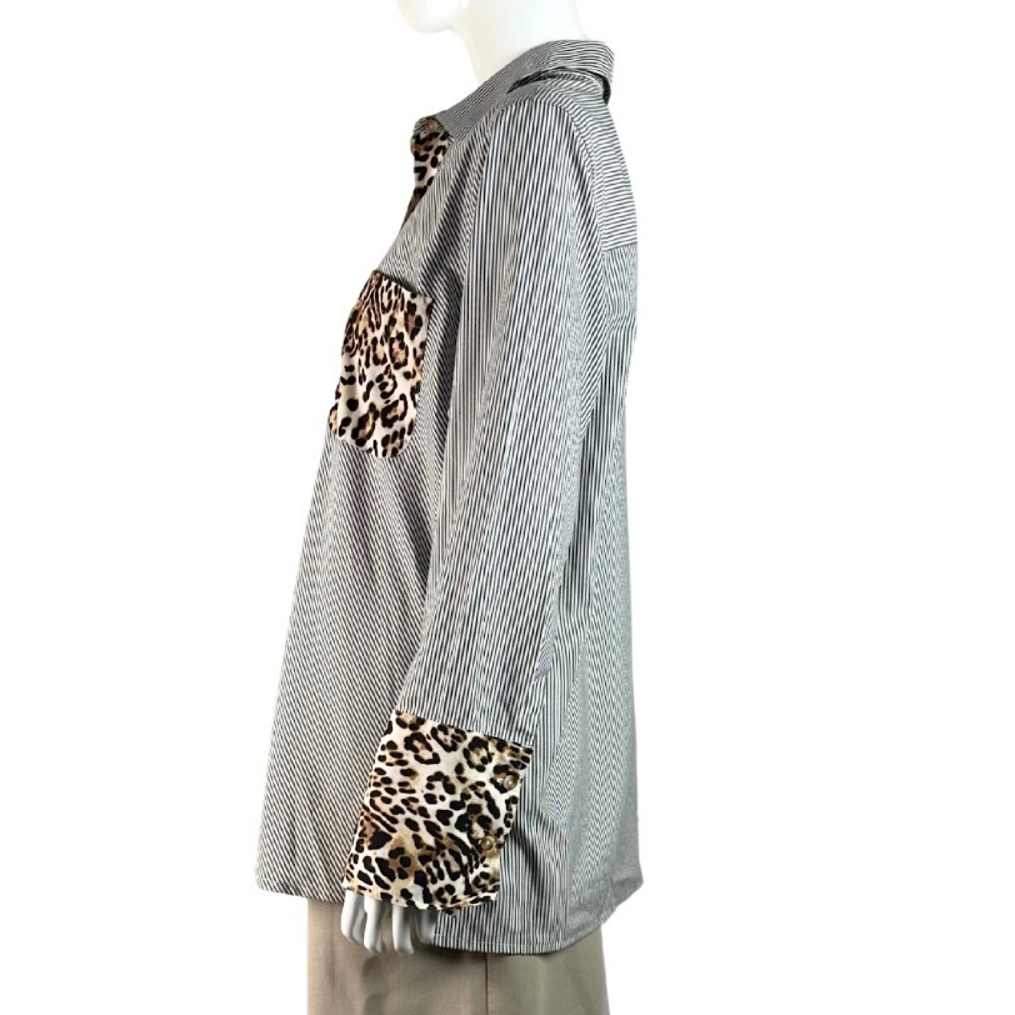 Chico´s Striped Leopard Print Shirt