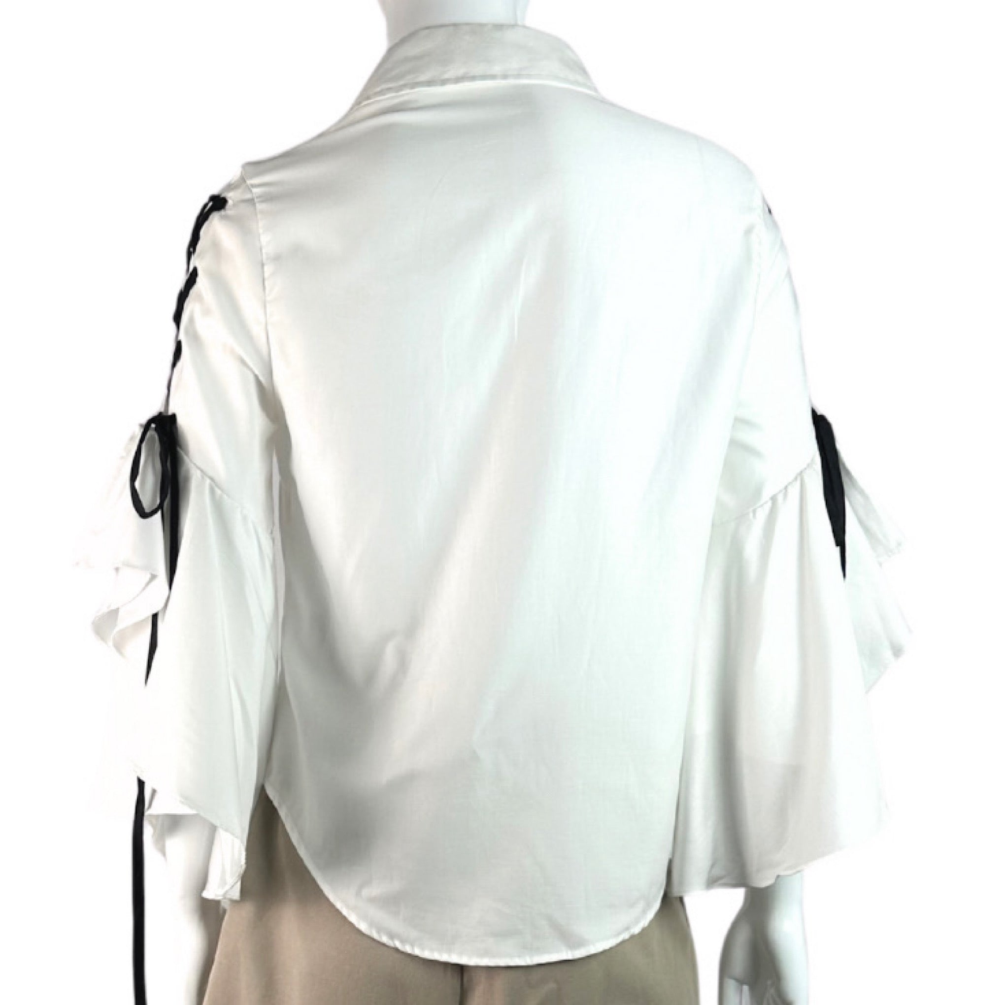 Jonathan Simkhai Lace-Up Sleeve Poplin Shirt
