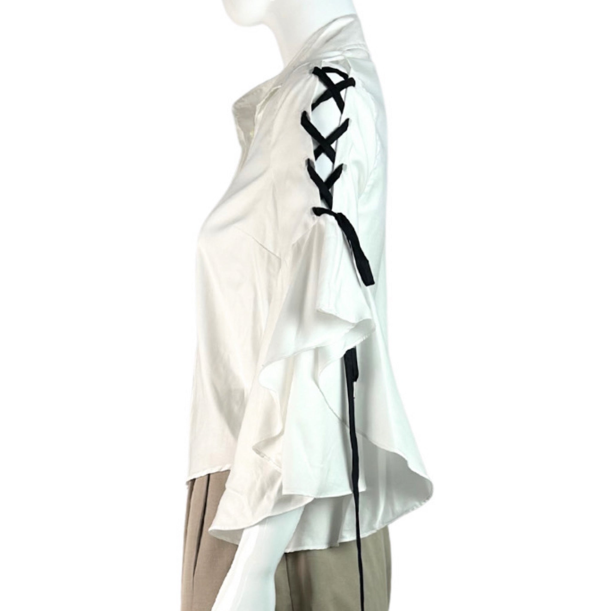 Jonathan Simkhai Lace-Up Sleeve Poplin Shirt