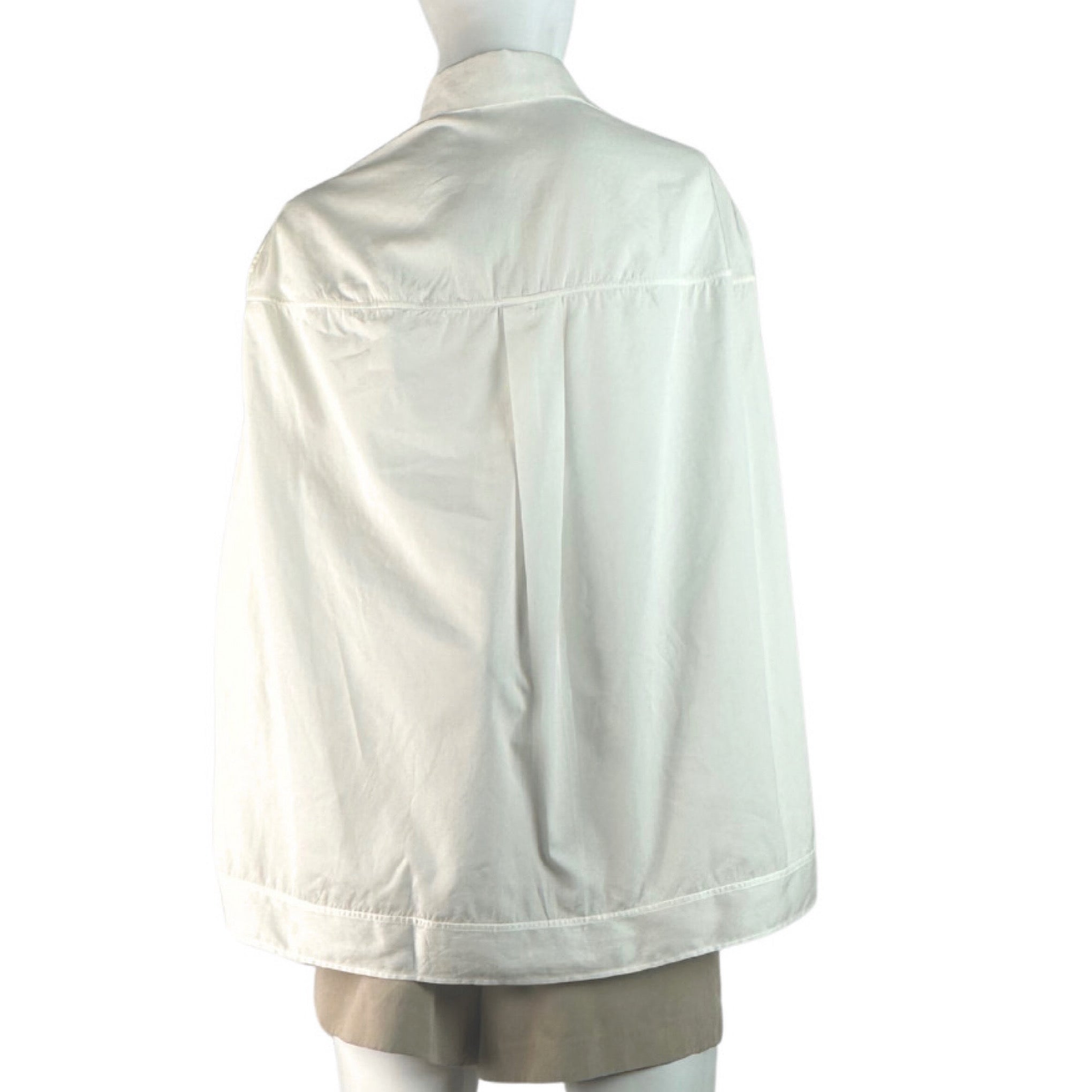 Valentino Plunge Neck Peplum Cape Blouse