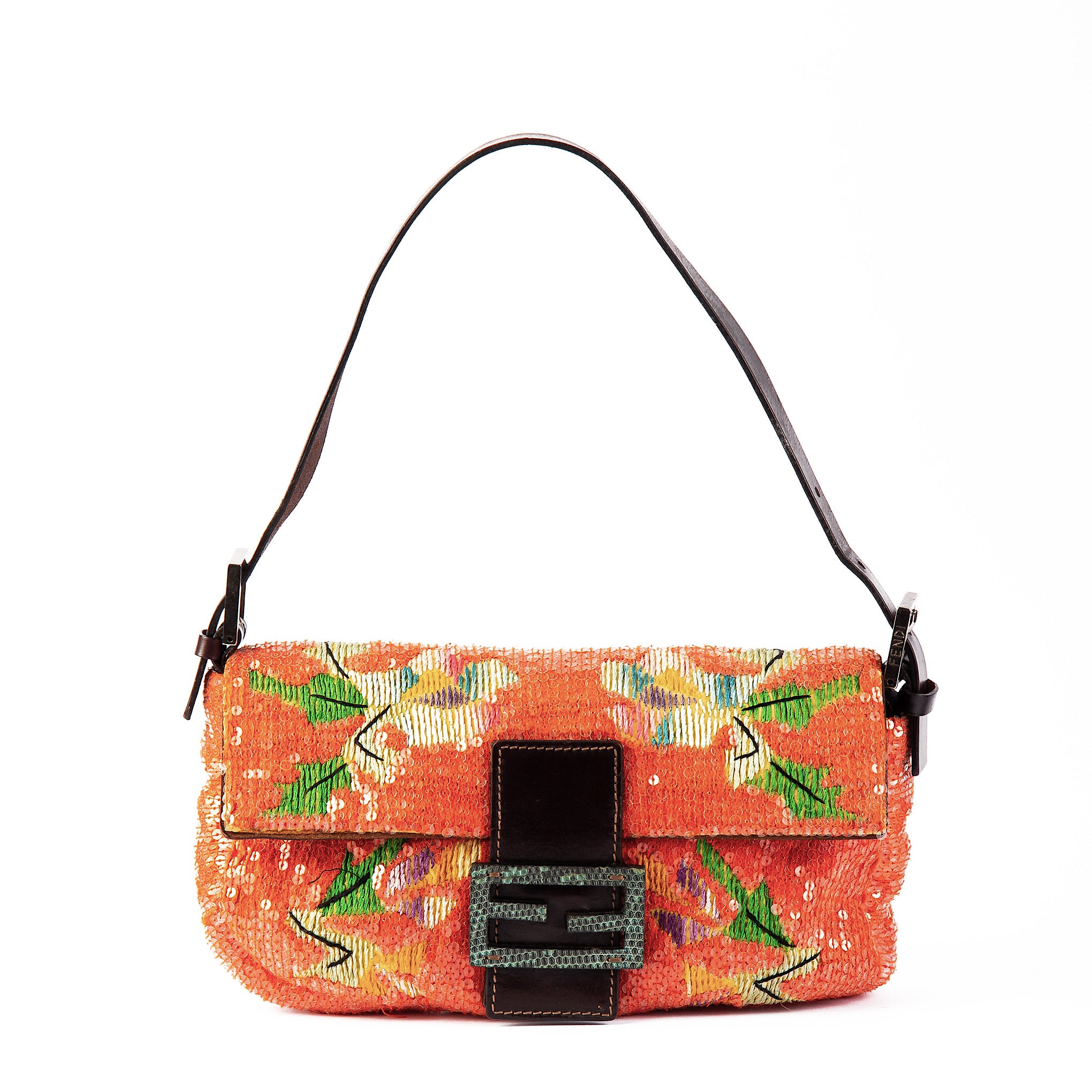 Fendi Tropical Beaded Baguette Shoulder Bag