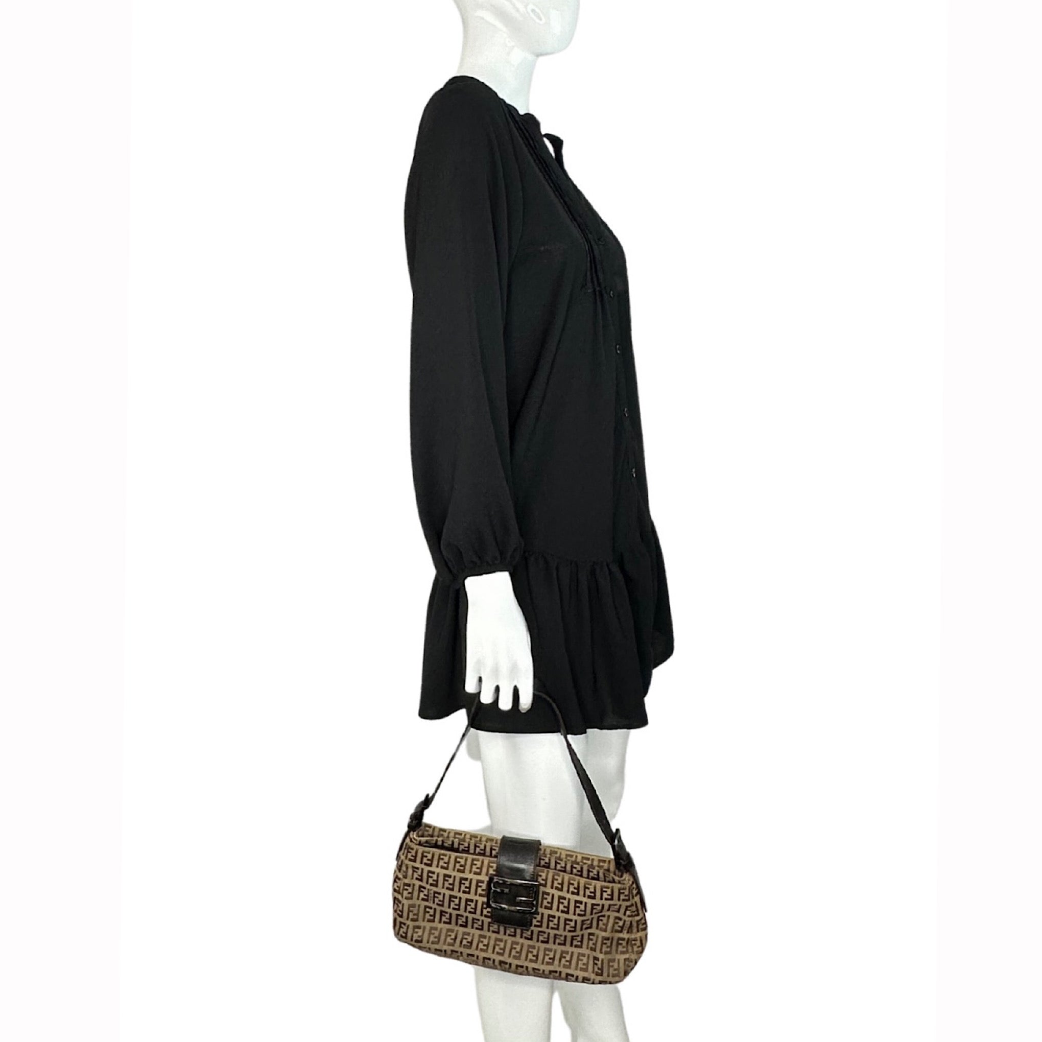 Fendi Zucchino Baguette Shoulder Bag