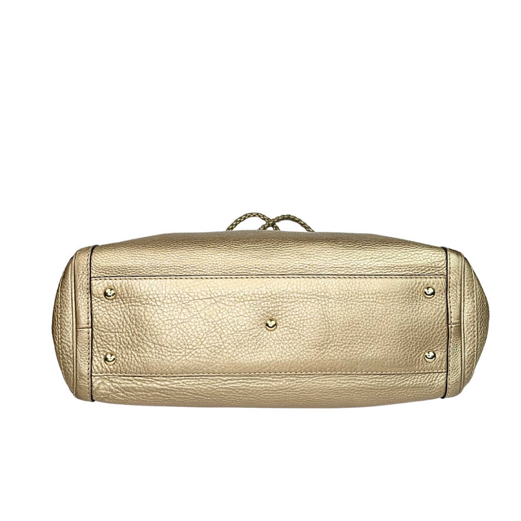 Gucci Bella Metallic Pebbled Gold Tote
