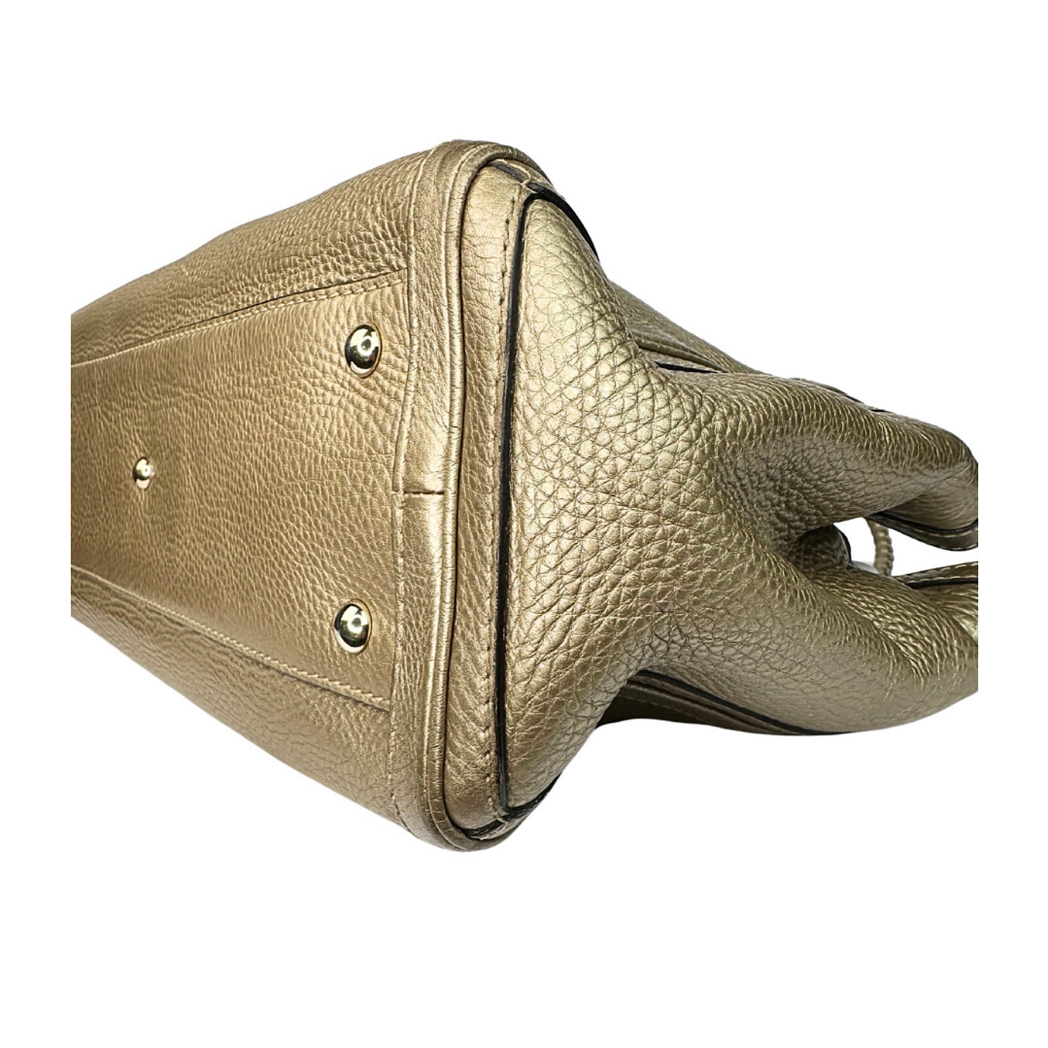 Gucci Bella Metallic Pebbled Gold Tote