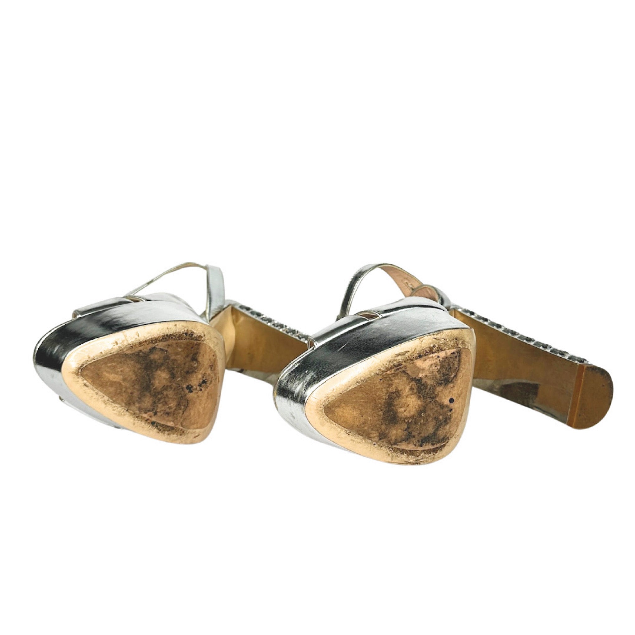 Miu Miu Crystal Embellished Block Heel Sandals