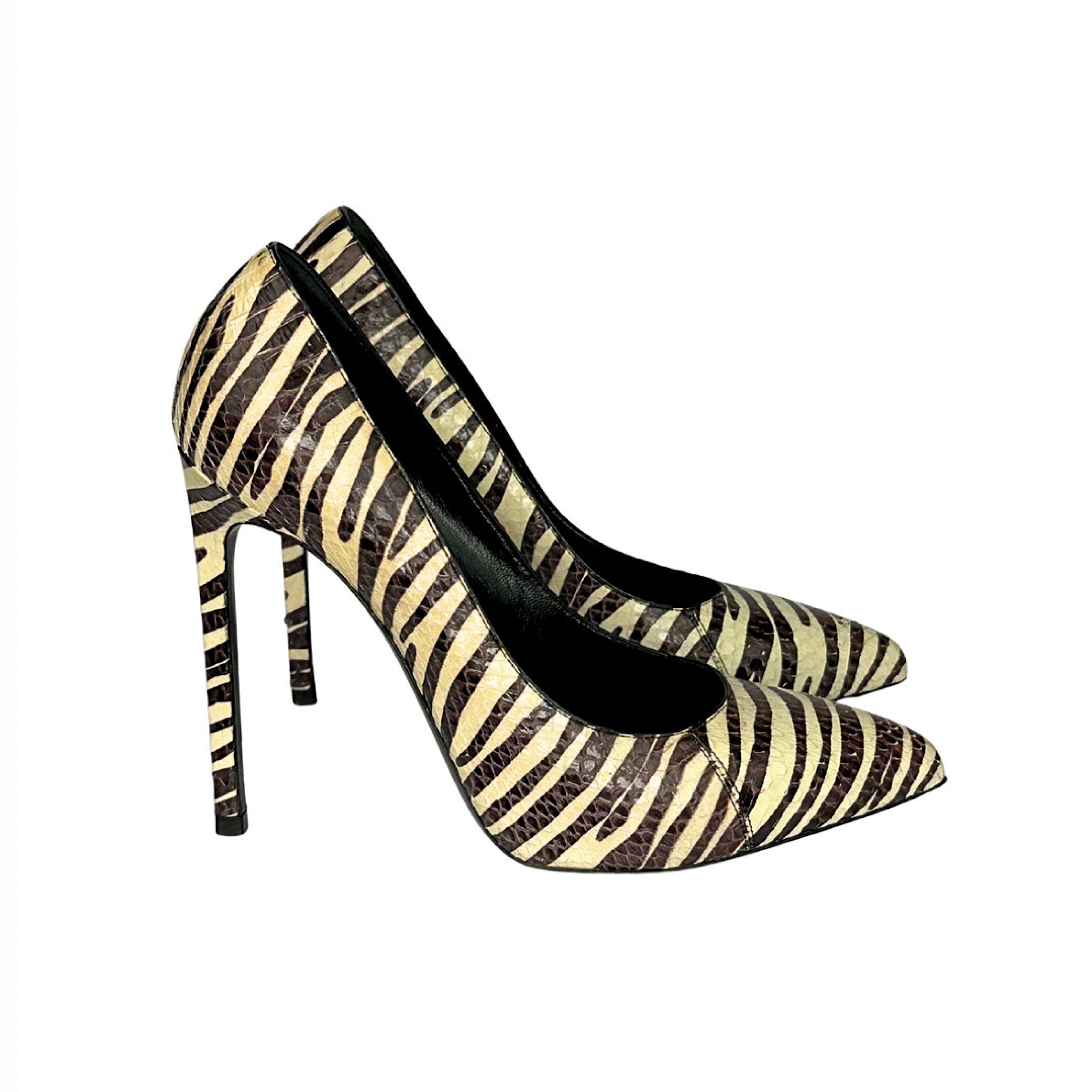 Saint Laurent Zebra Print Python Pumps