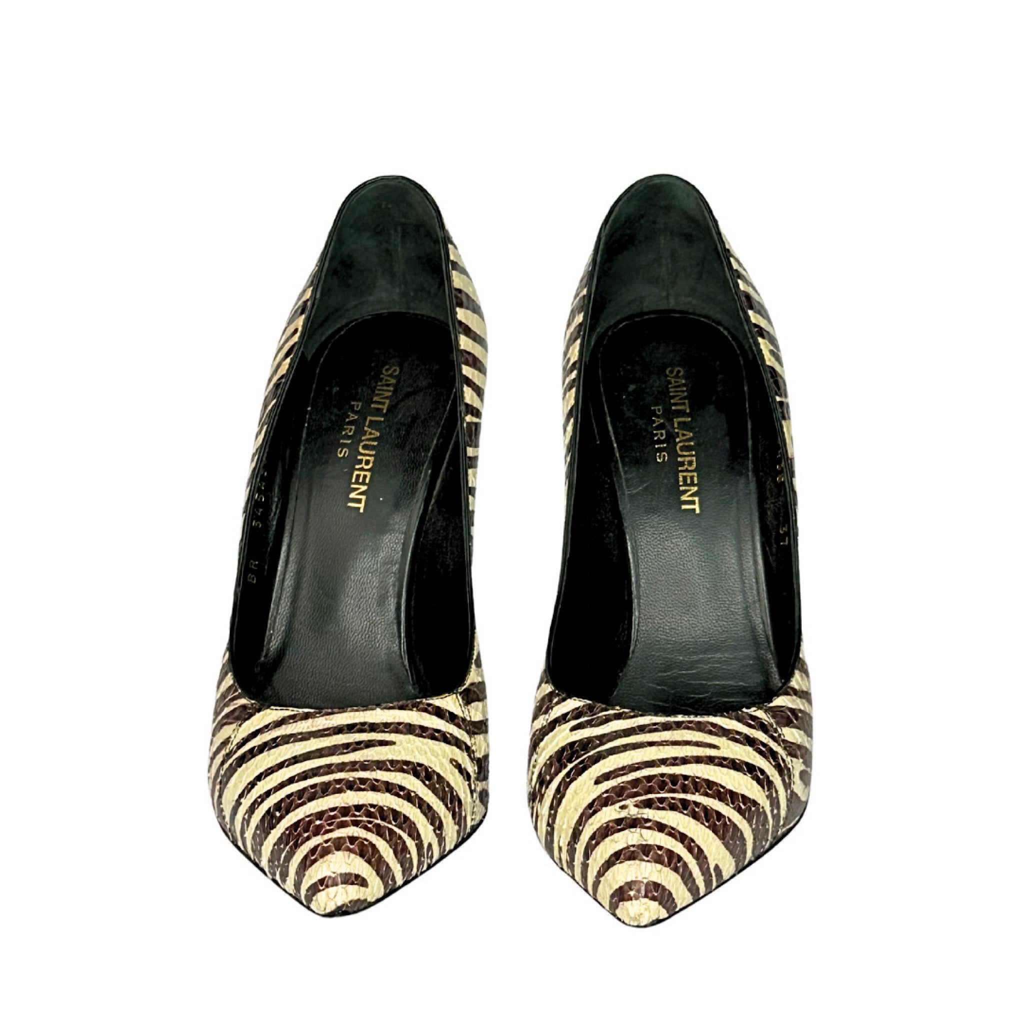Saint Laurent Zebra Print Python Pumps