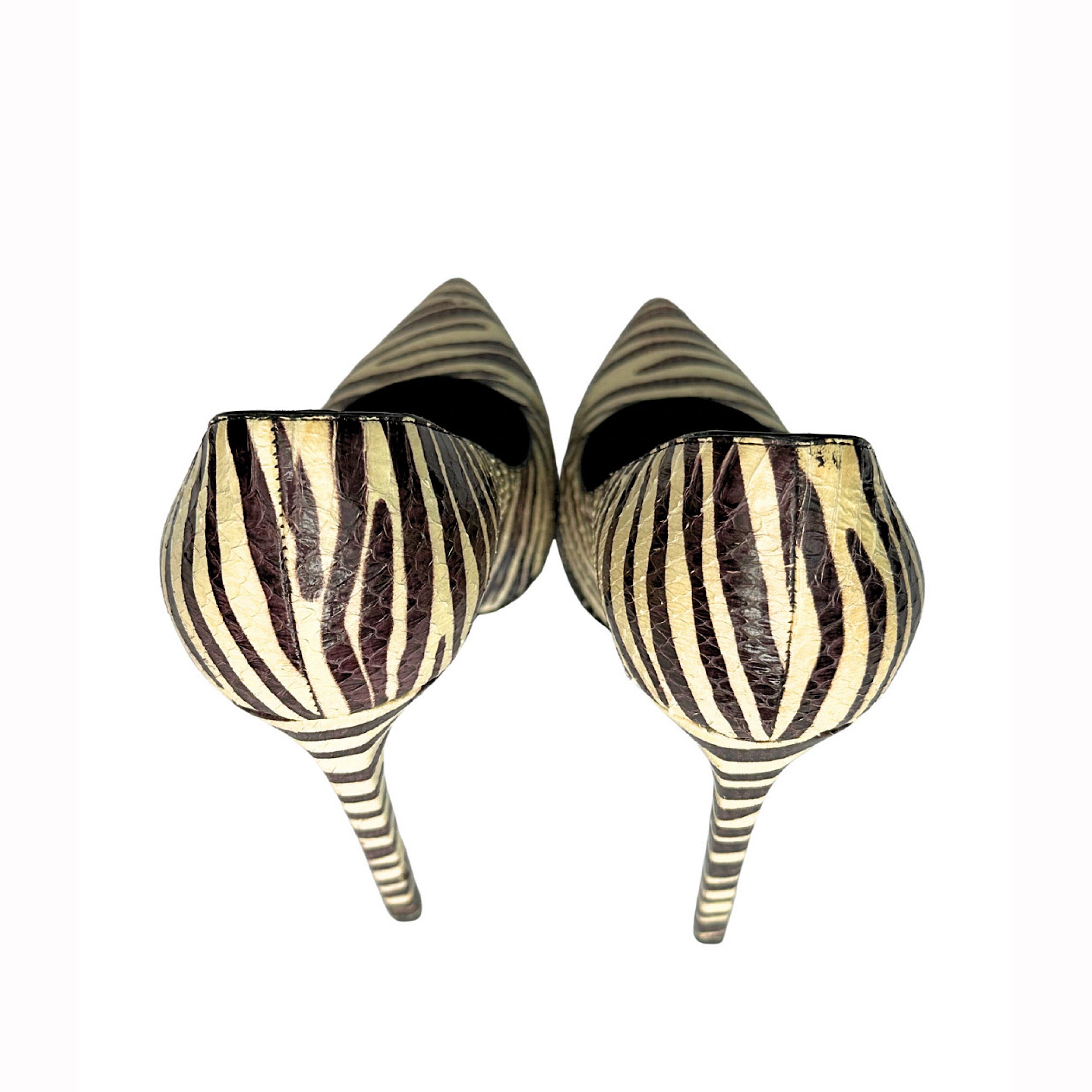 Saint Laurent Zebra Print Python Pumps