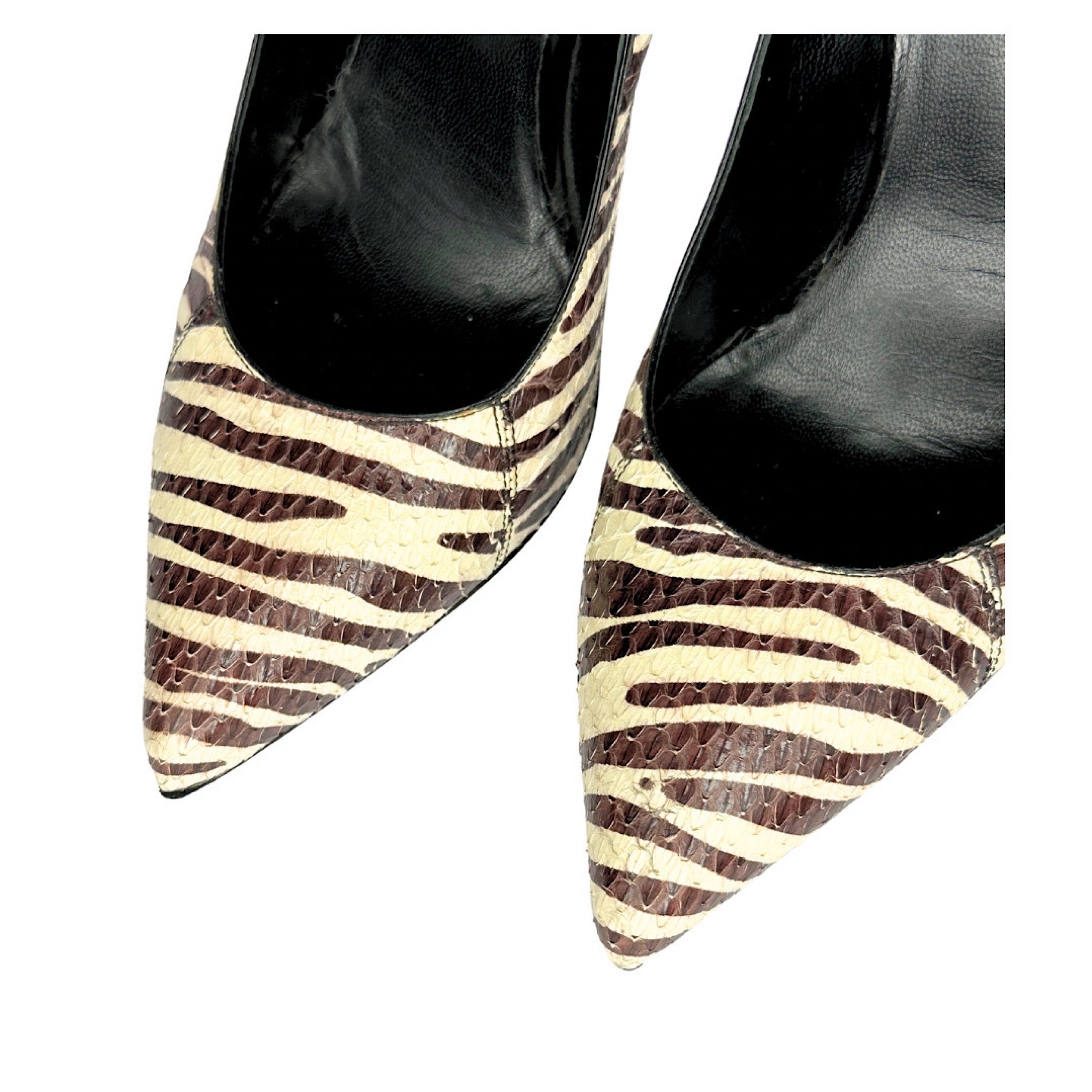 Saint Laurent Zebra Print Python Pumps