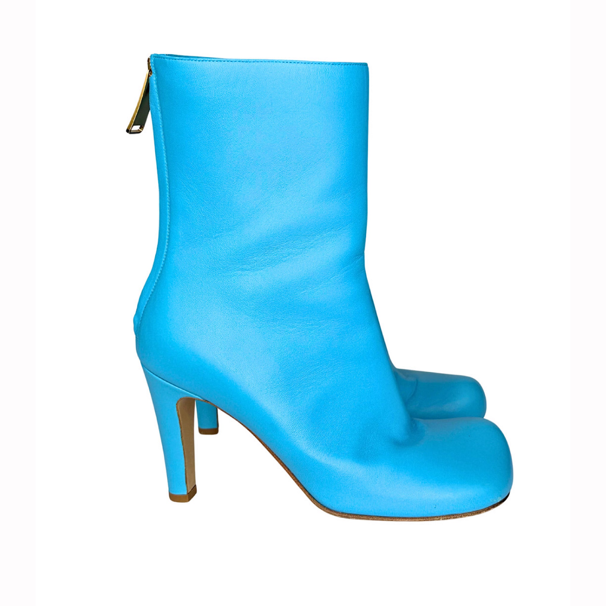 Bottega Veneta Bloc Square Toe Blue Boots