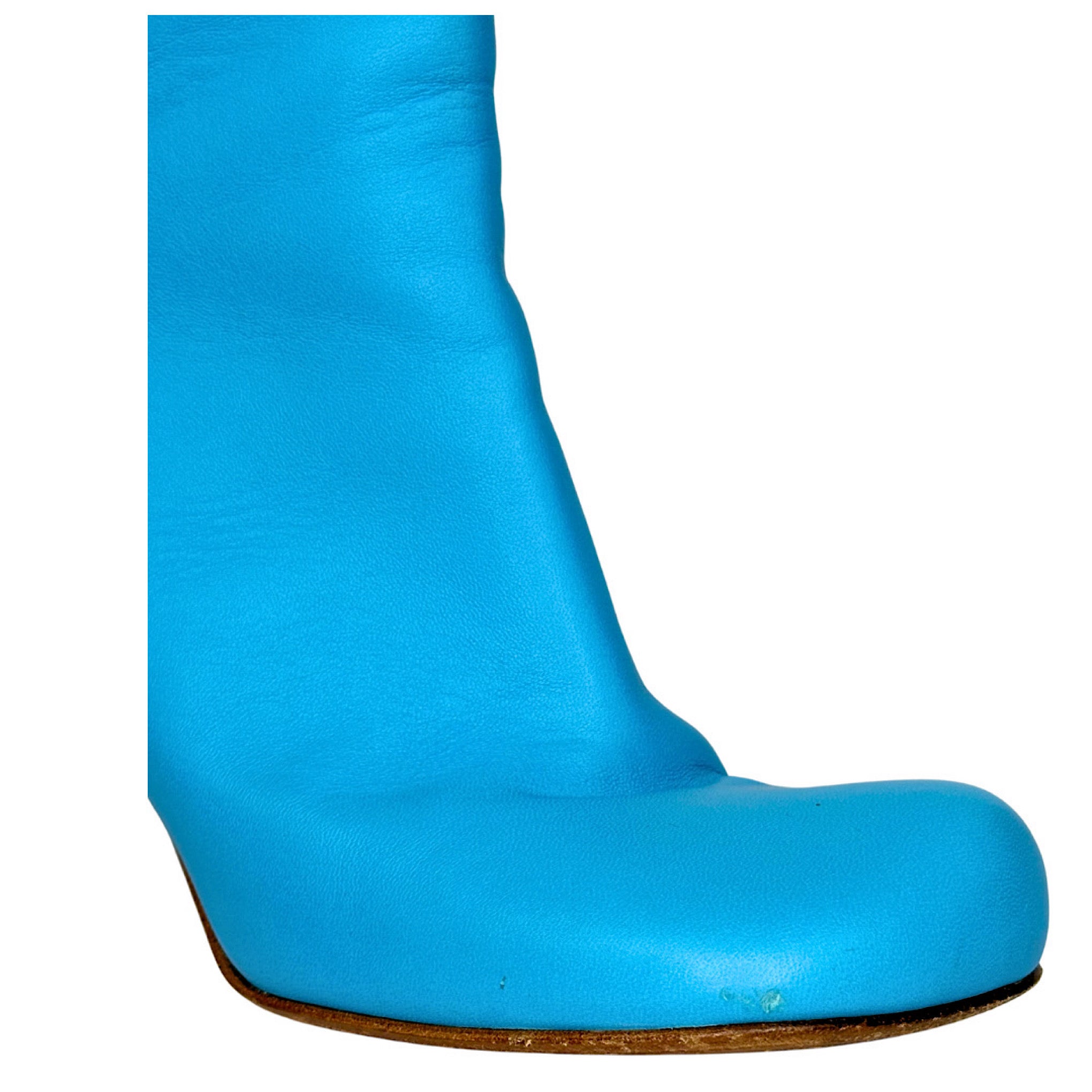 Bottega Veneta Bloc Square Toe Blue Boots