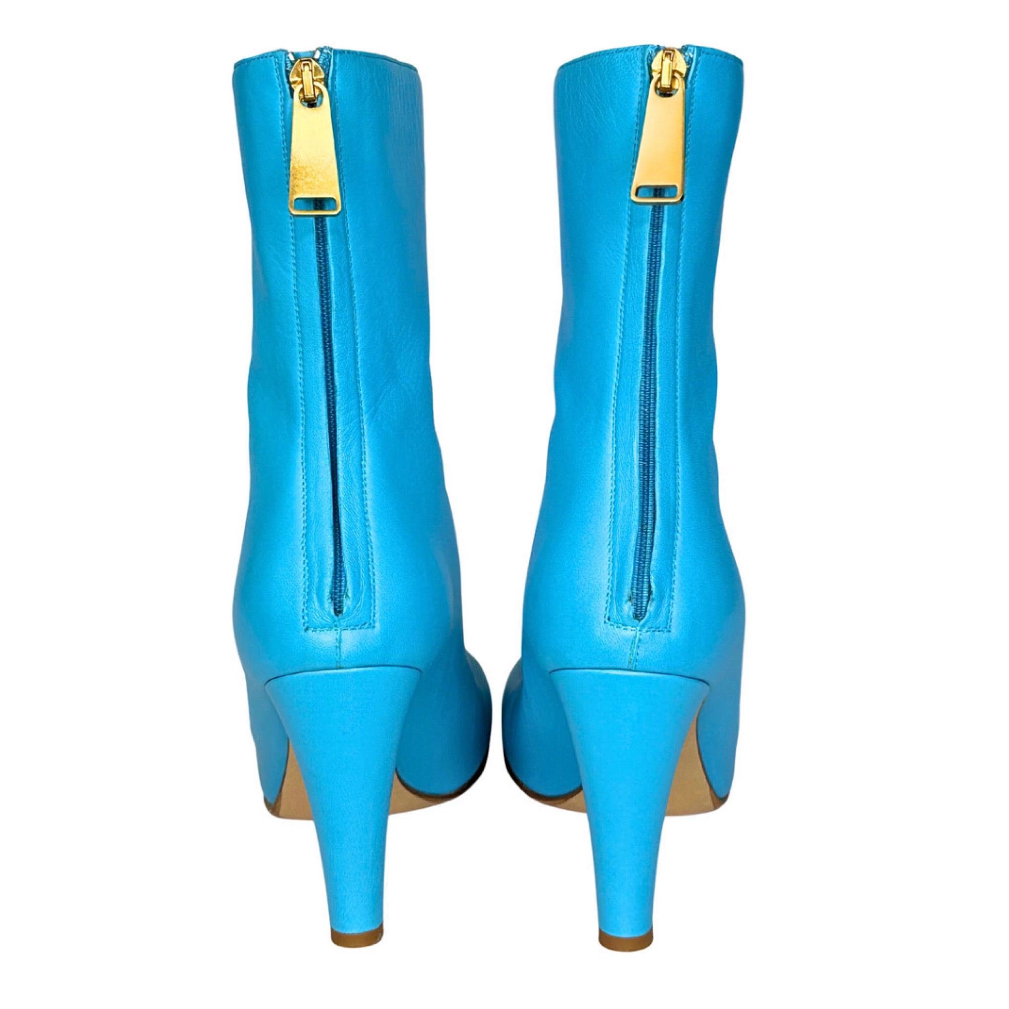 Bottega Veneta Bloc Square Toe Blue Boots