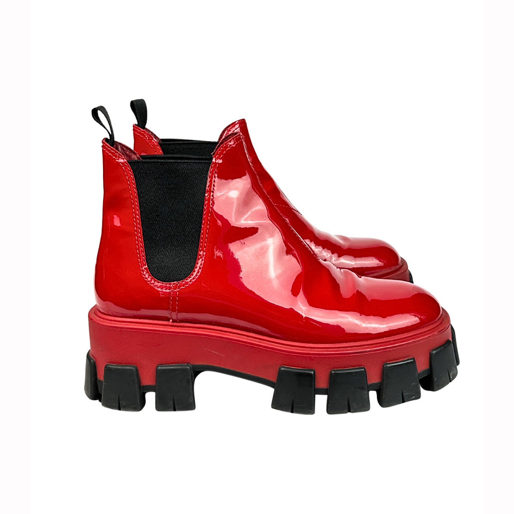 Prada Monolith Patent Boots