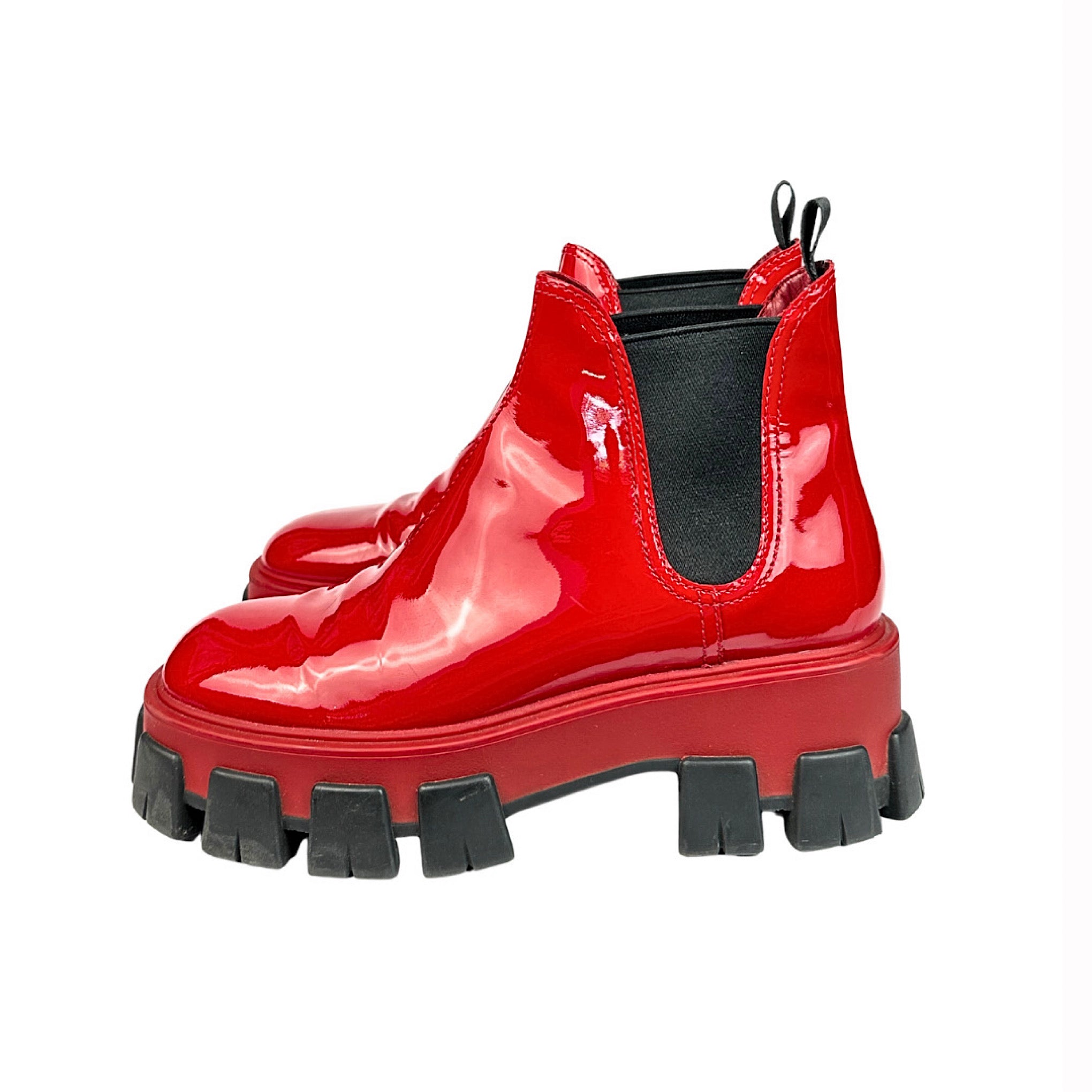 Prada Monolith Patent Boots