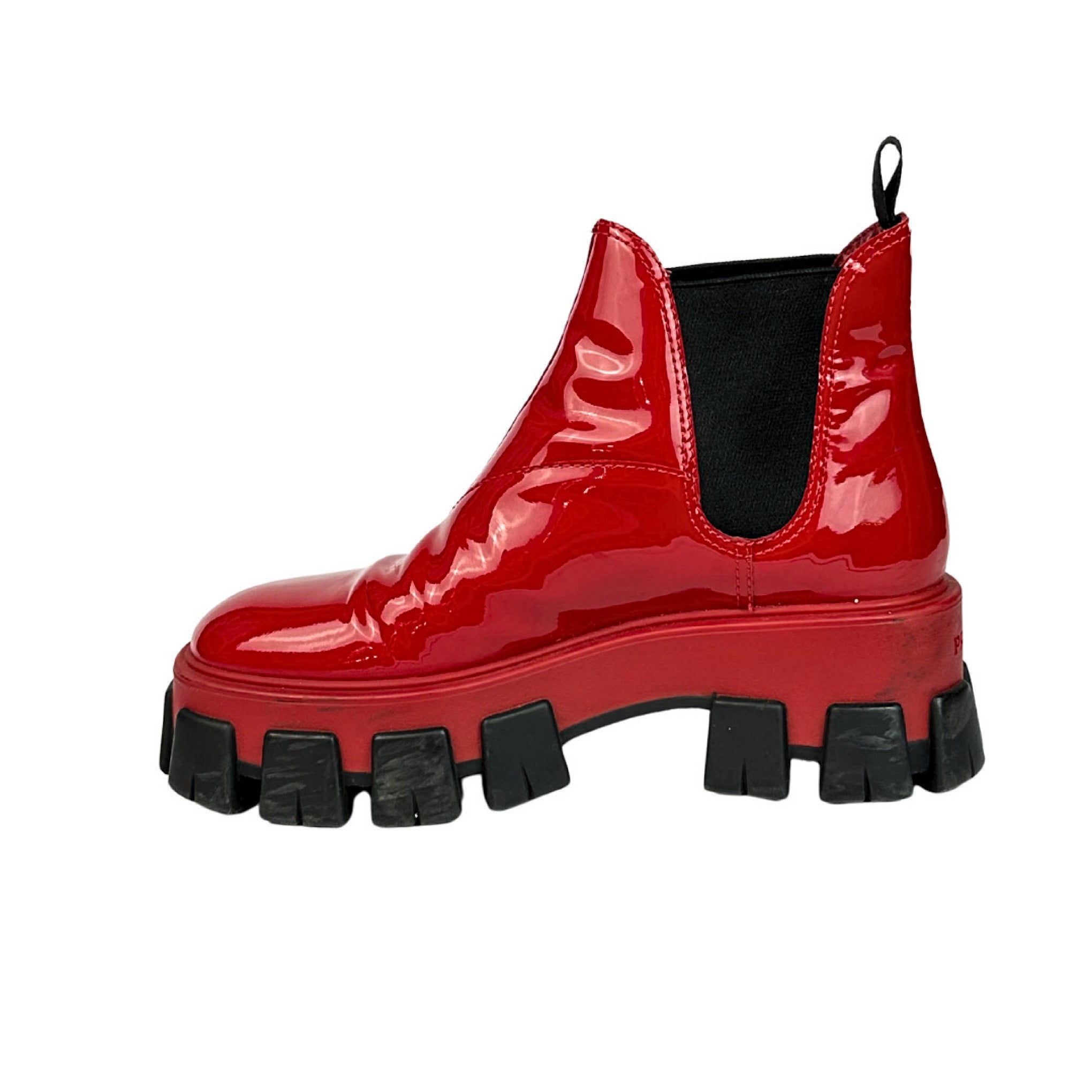 Prada Monolith Patent Boots