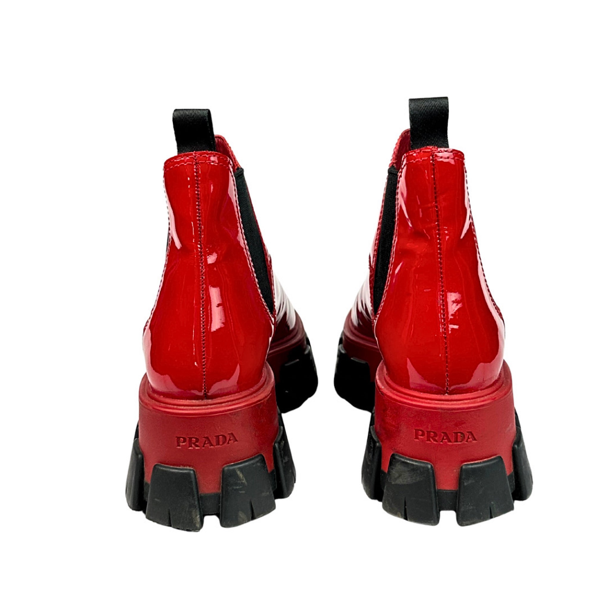 Prada Monolith Patent Boots