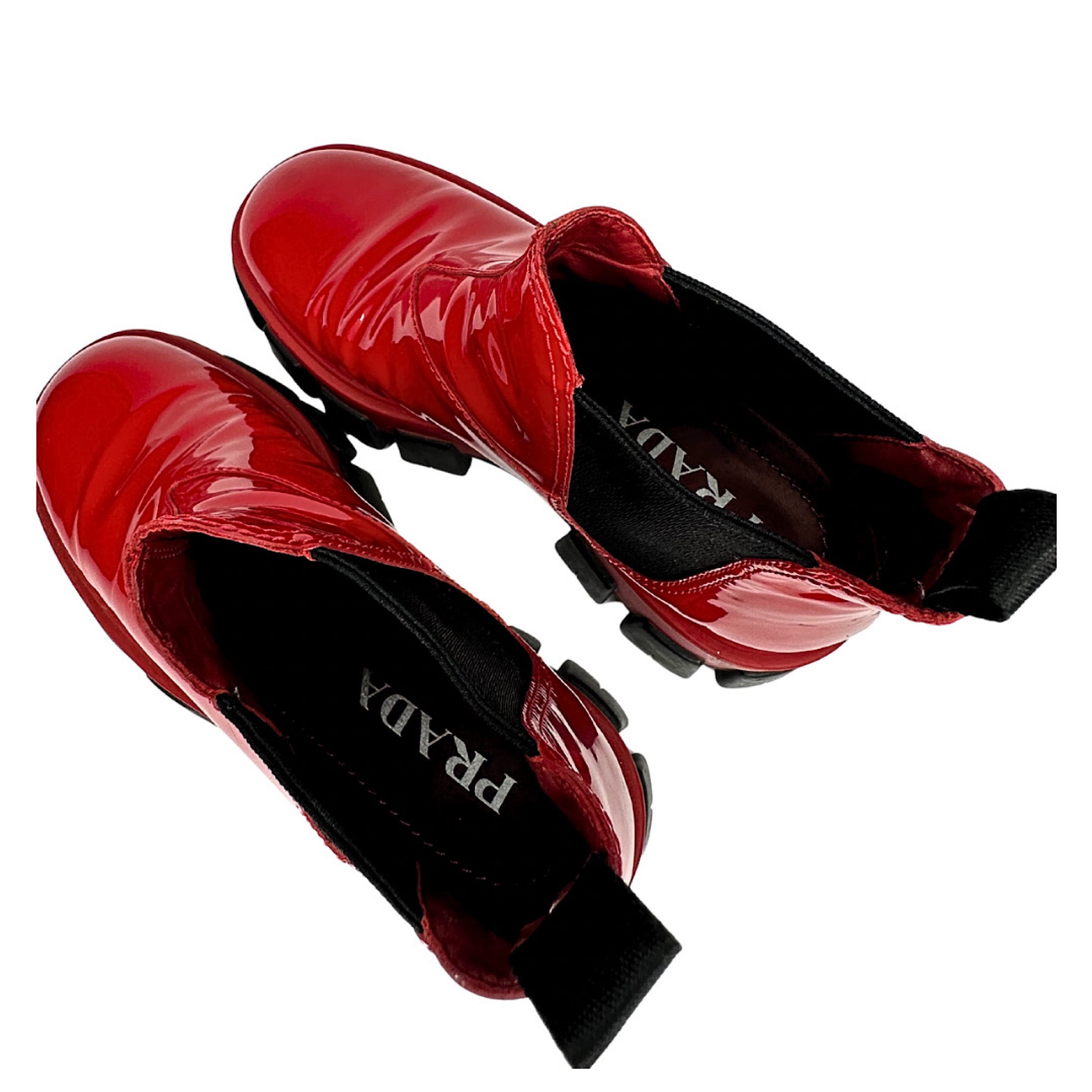 Prada Monolith Patent Boots