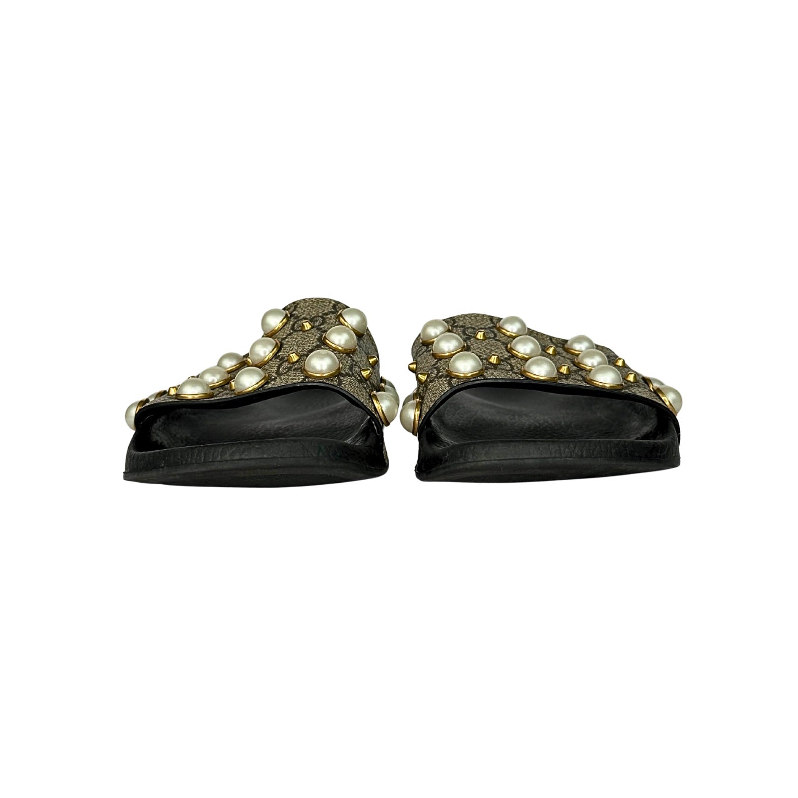 Gucci GG Supreme Monogram Pearl Slides