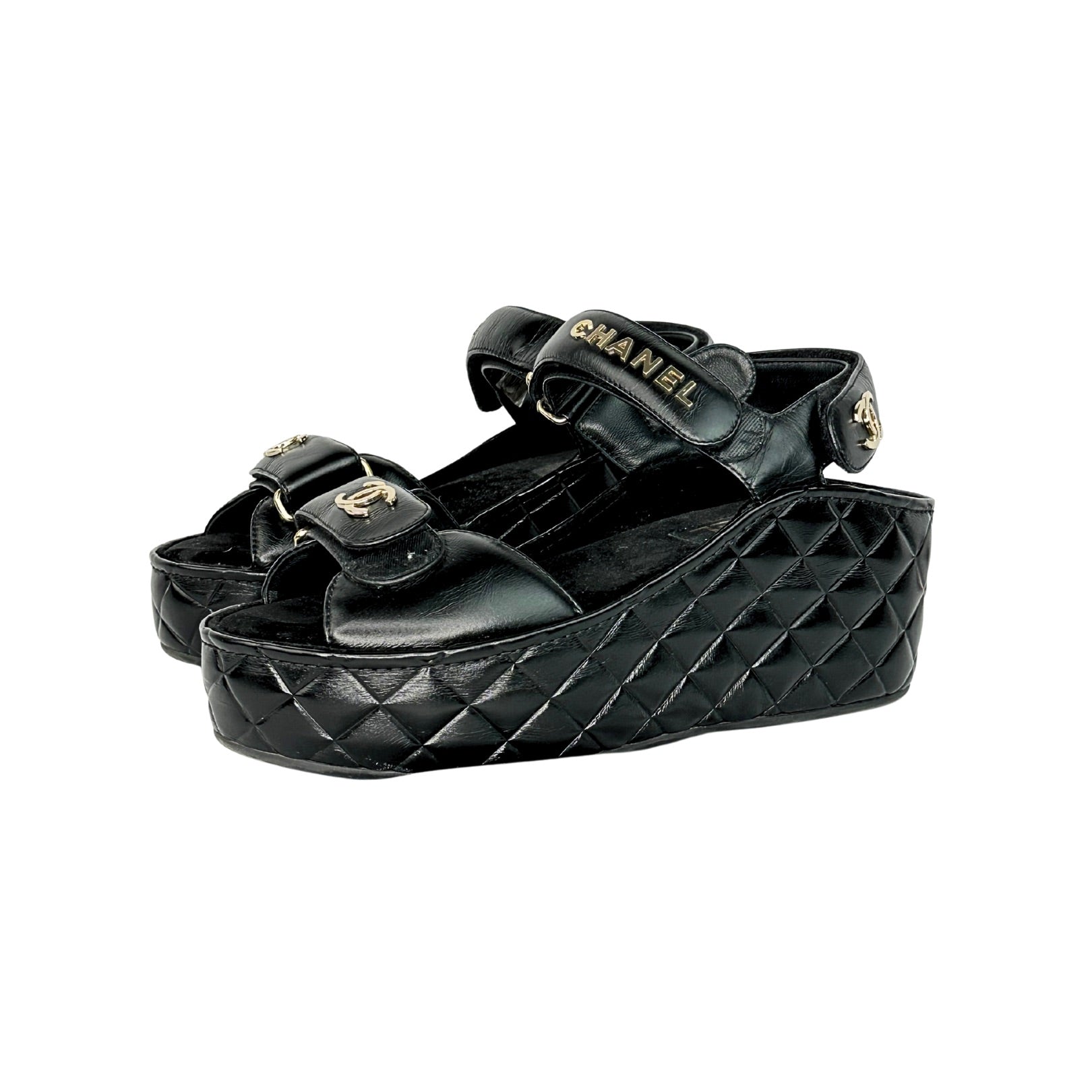 Chanel Logo Wedge Sandals