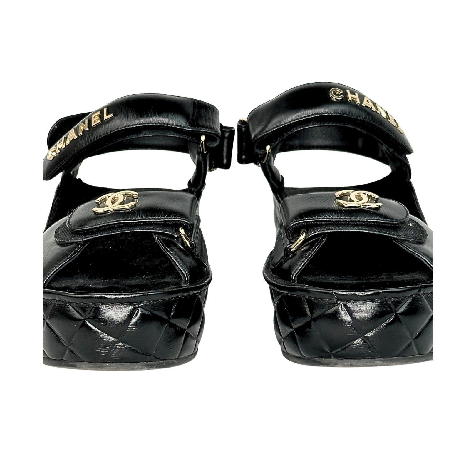 Chanel Logo Wedge Sandals
