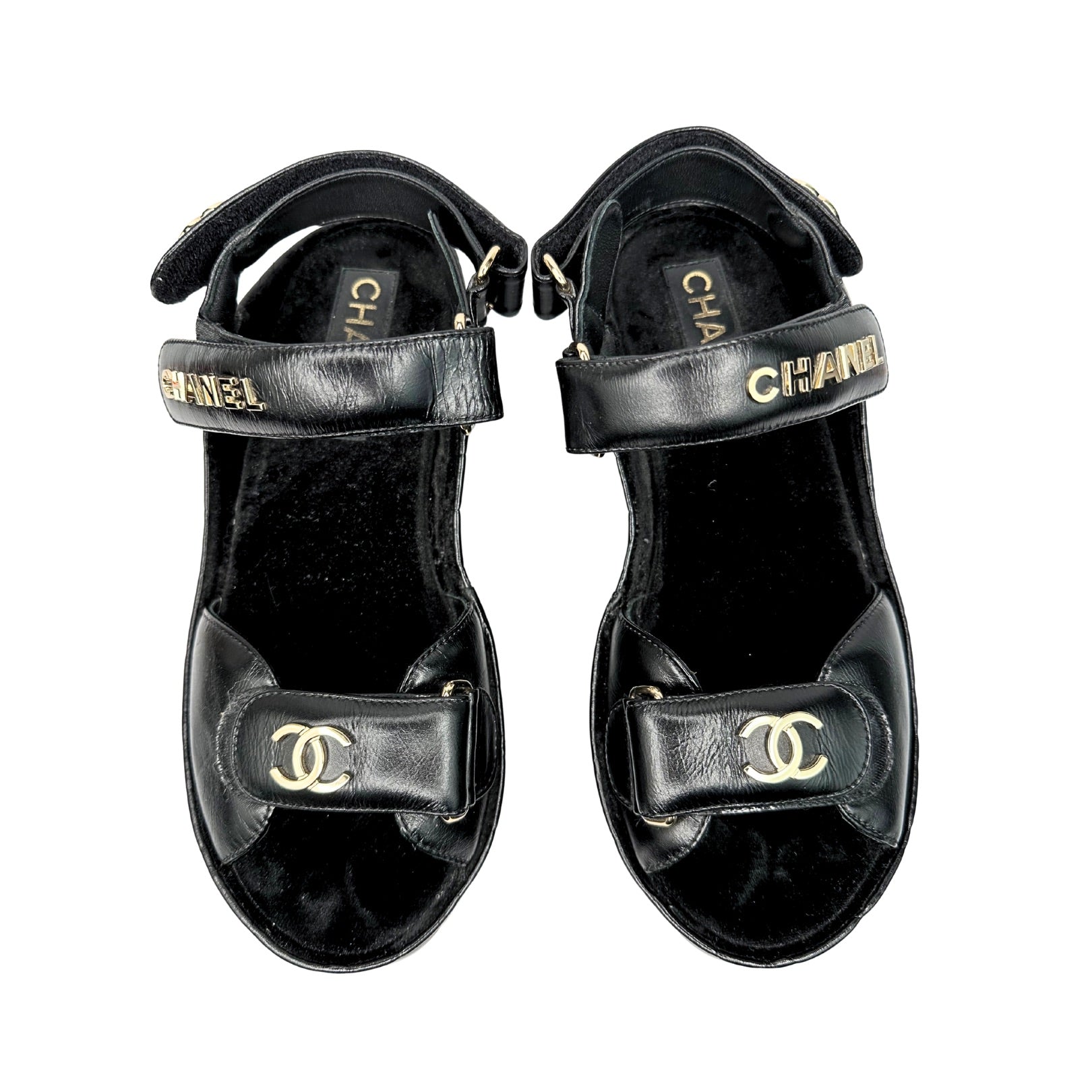 Chanel Logo Wedge Sandals