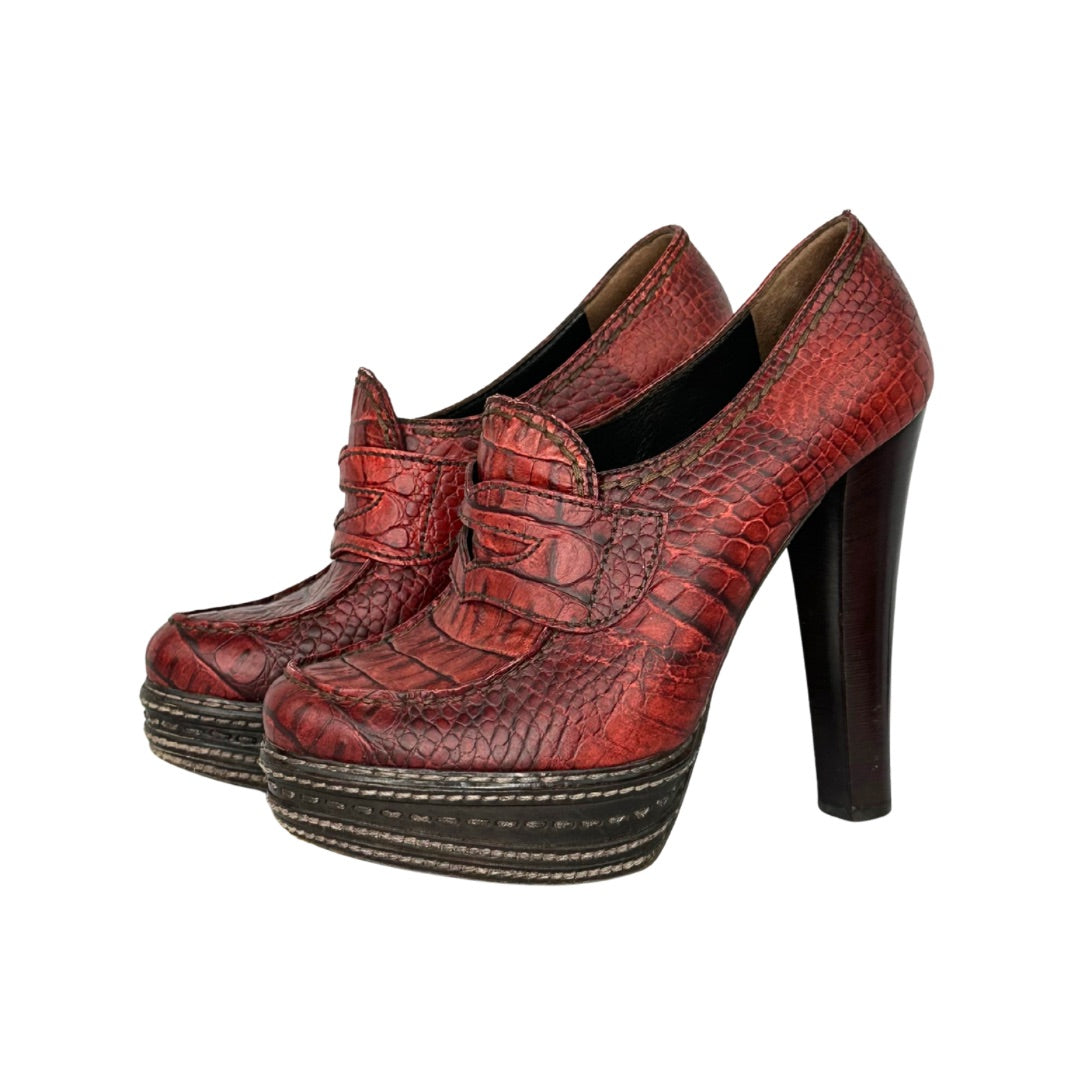 Prada Crocodile-effect Leather Pumps