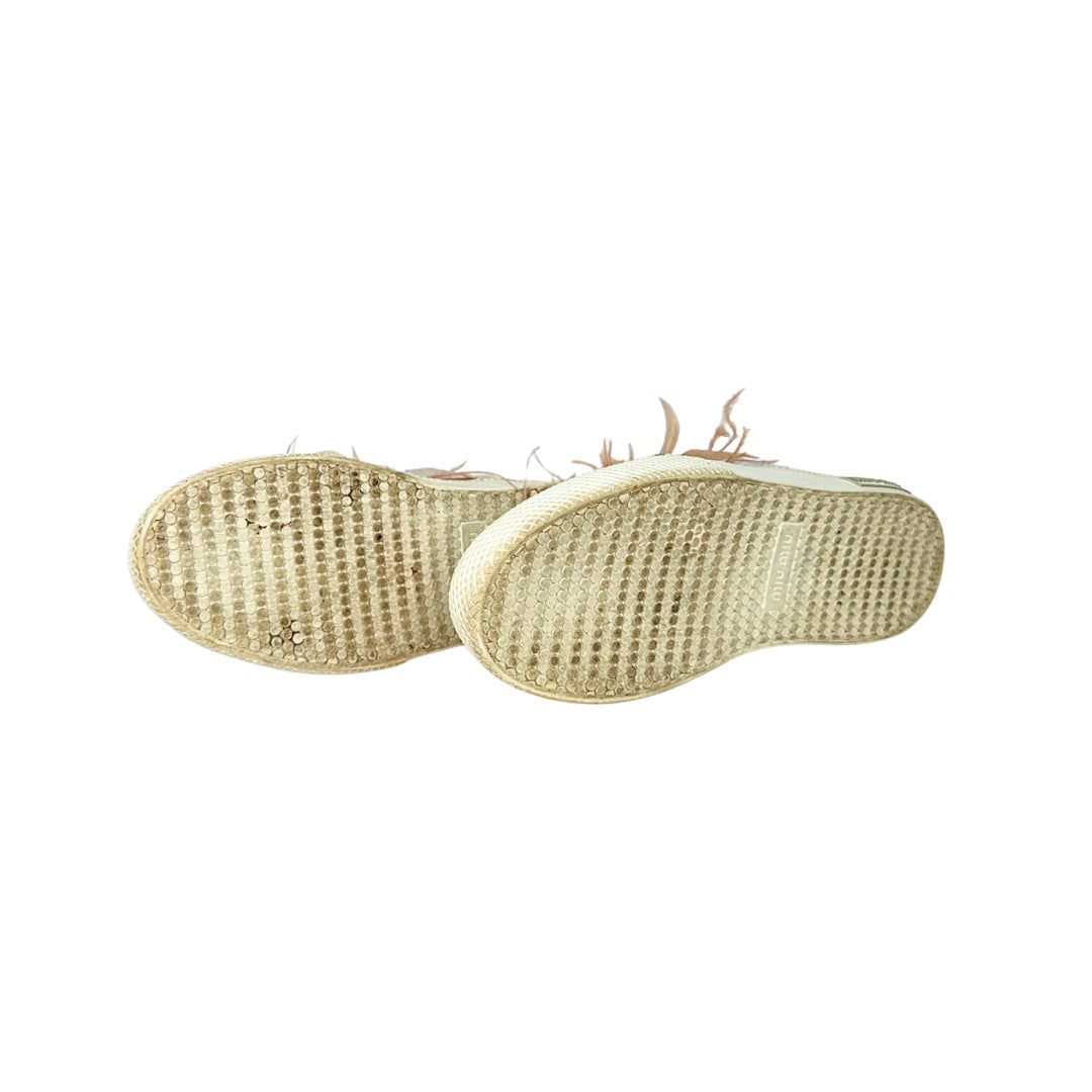 Miu Miu Jeweled Feather Skate Slip On Sneakers