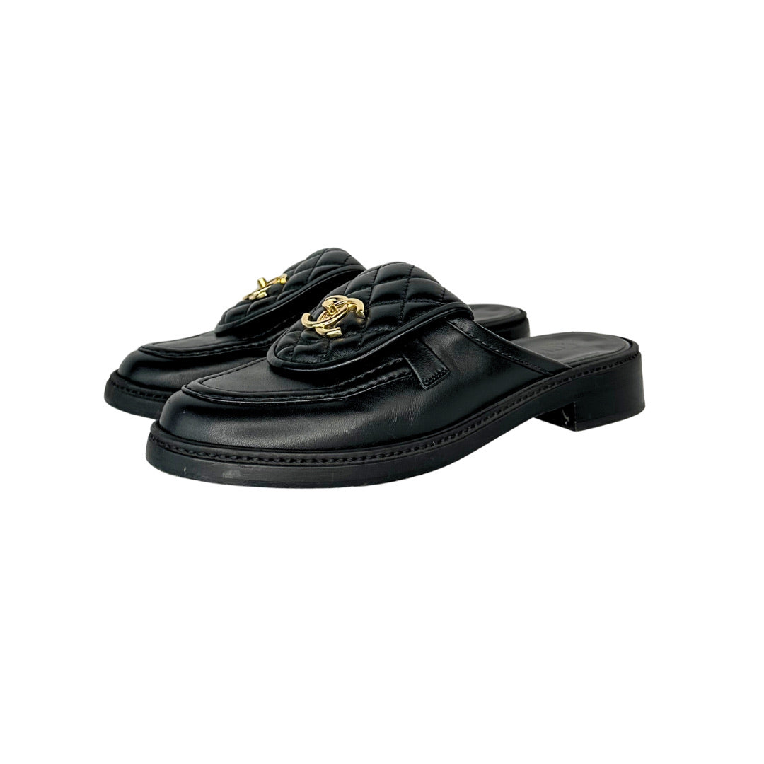 Chanel CC Turnlock Mules