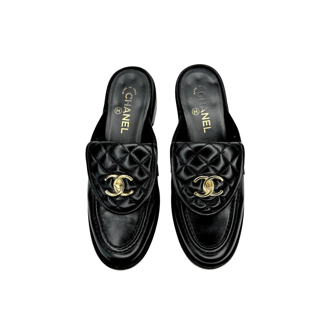 Chanel CC Turnlock Mules