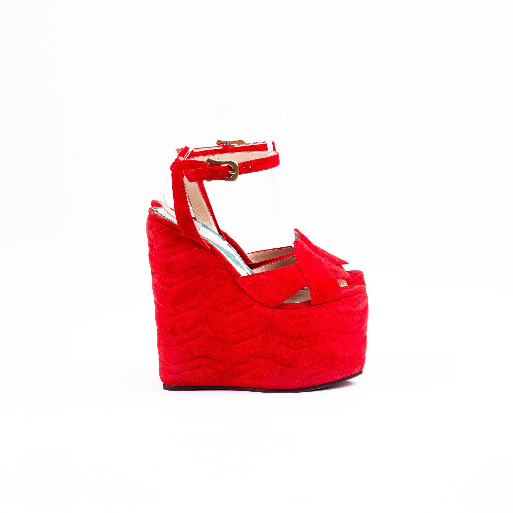 Gucci Sally Suede Platform Wedge Sandals