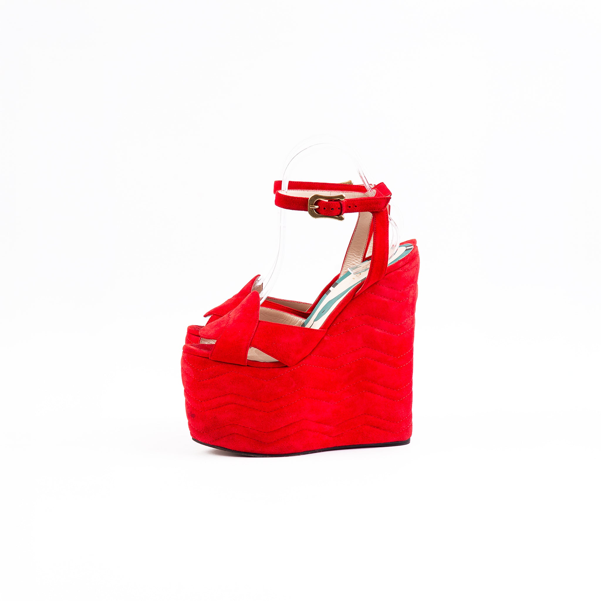 Gucci Sally Suede Platform Wedge Sandals