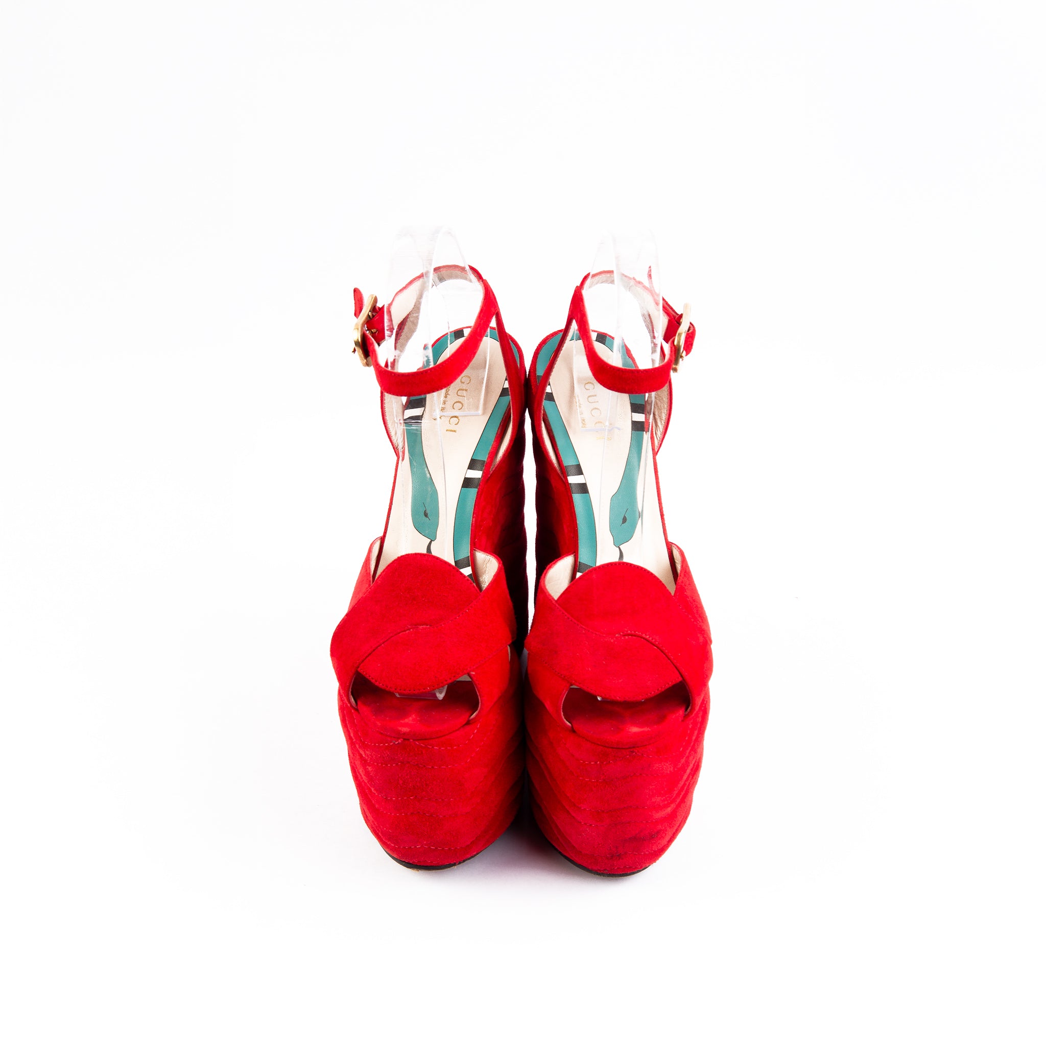 Gucci Sally Suede Platform Wedge Sandals