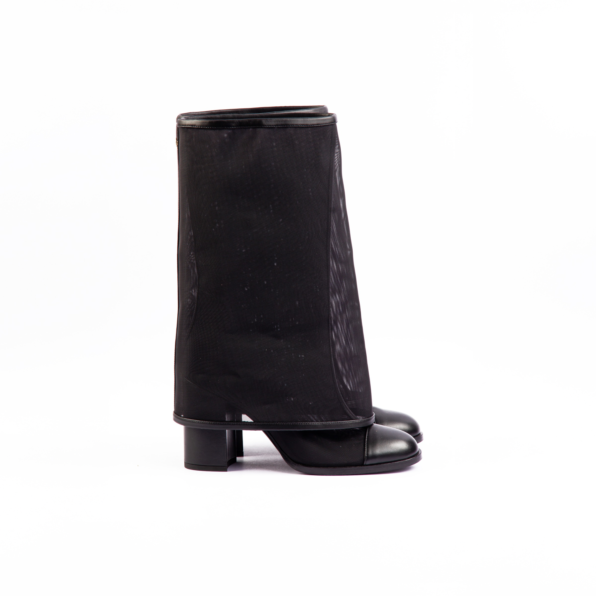 Chanel Mesh Net Cap Toe Ankle Boots