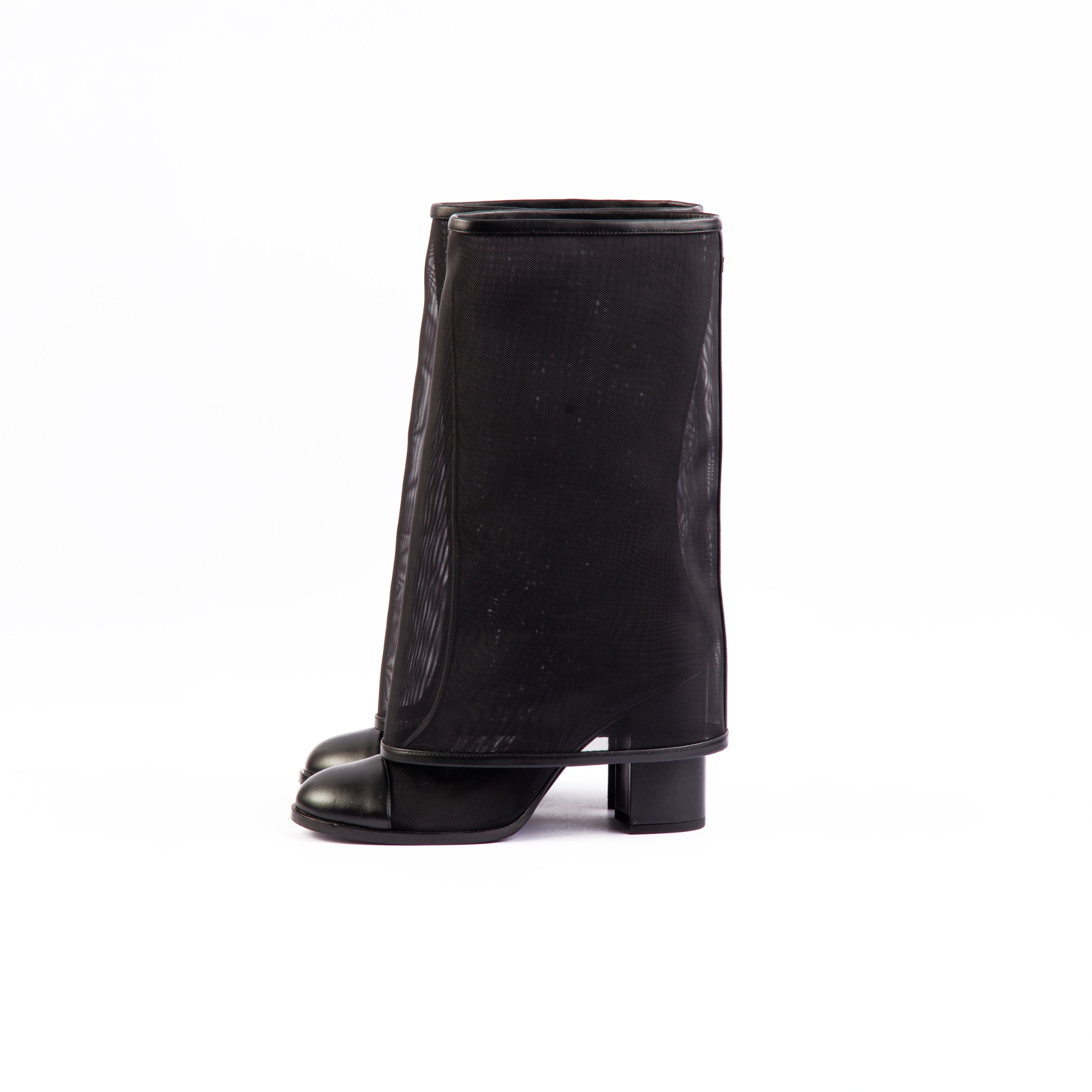 Chanel Mesh Net Cap Toe Ankle Boots