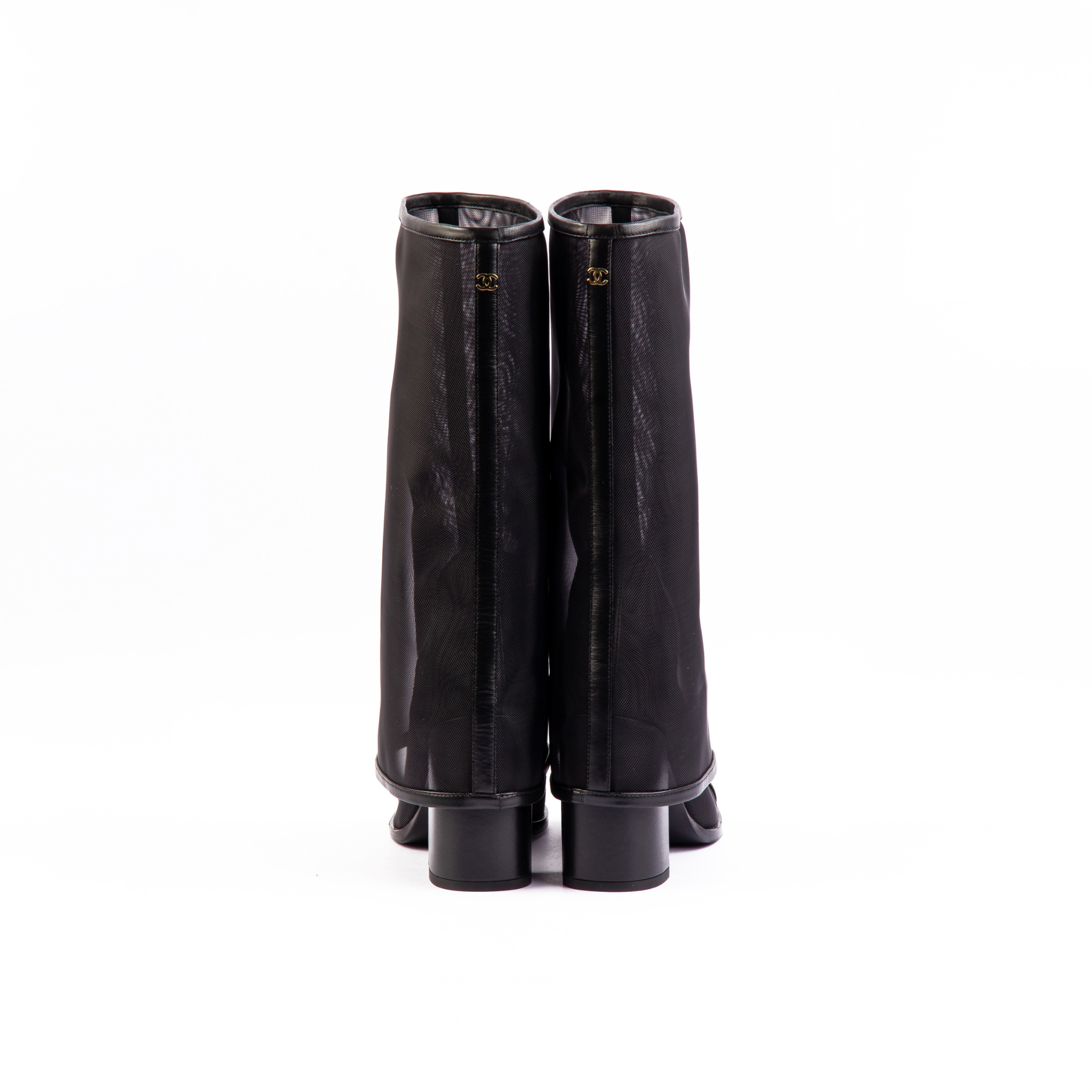 Chanel Mesh Net Cap Toe Ankle Boots