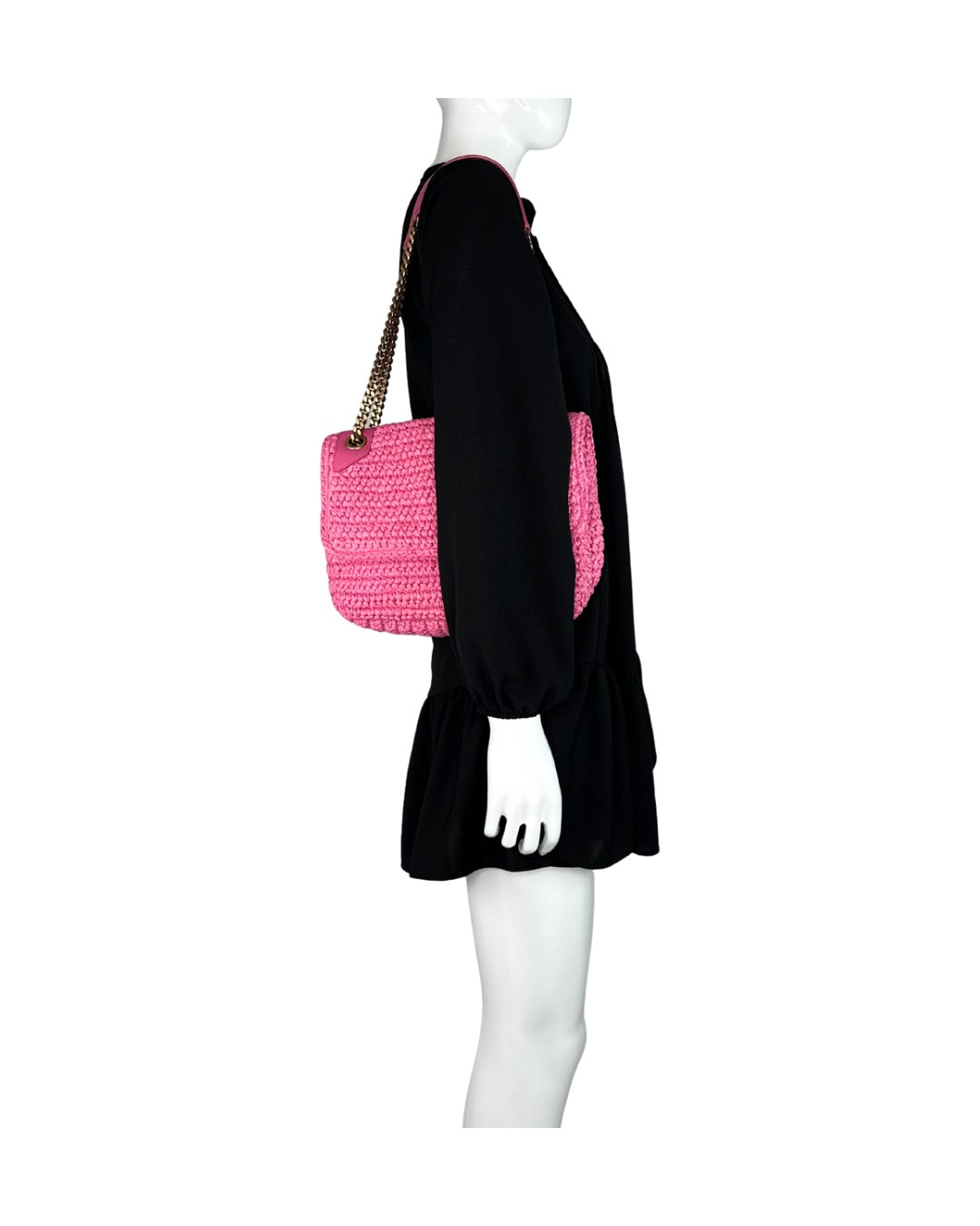 Saint Laurent Niki Raffia Medium Shoulder Bag
