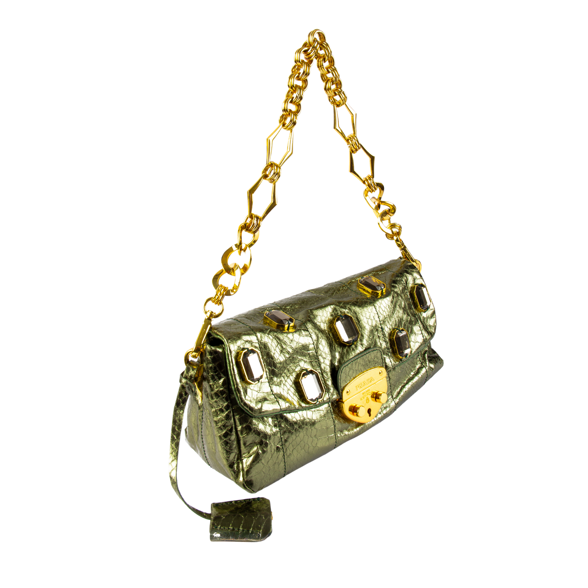 Prada Jeweled Python Chain Shoulder Bag