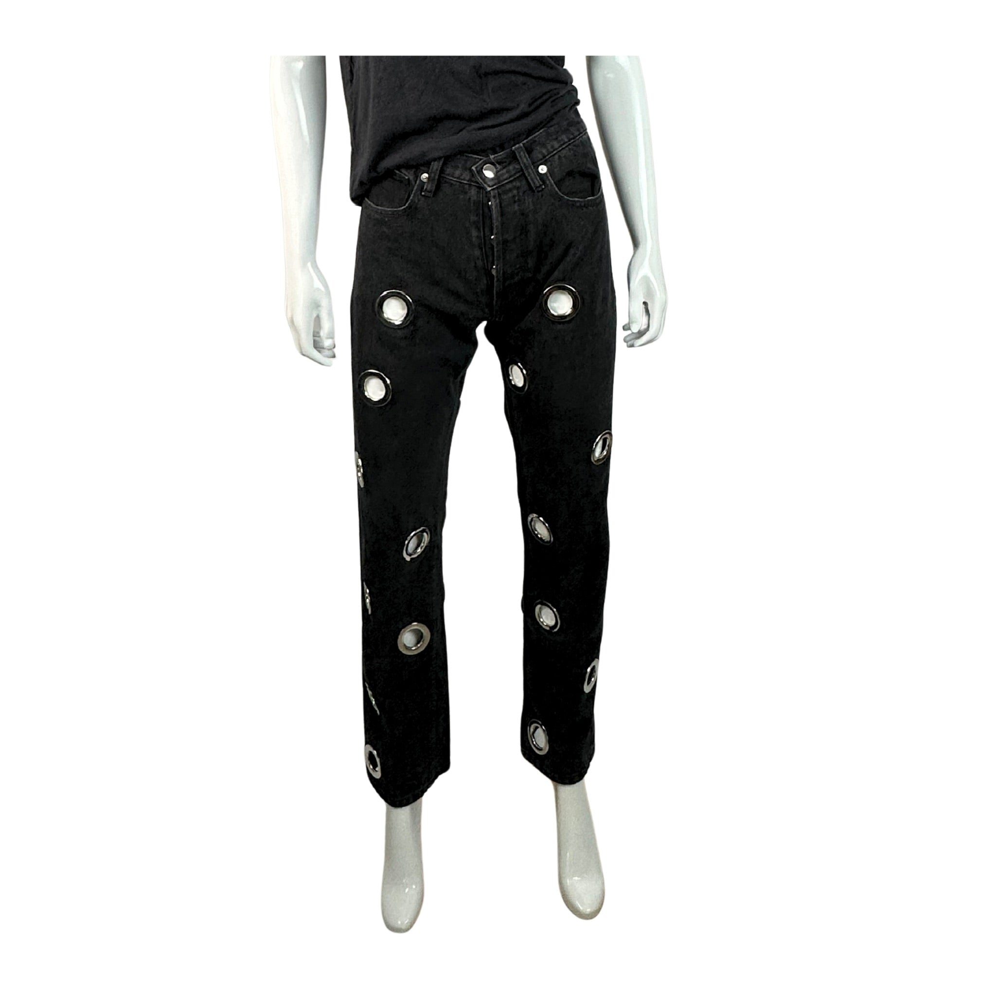 Frankie B Eyelet Mid Rise Straight Jeans