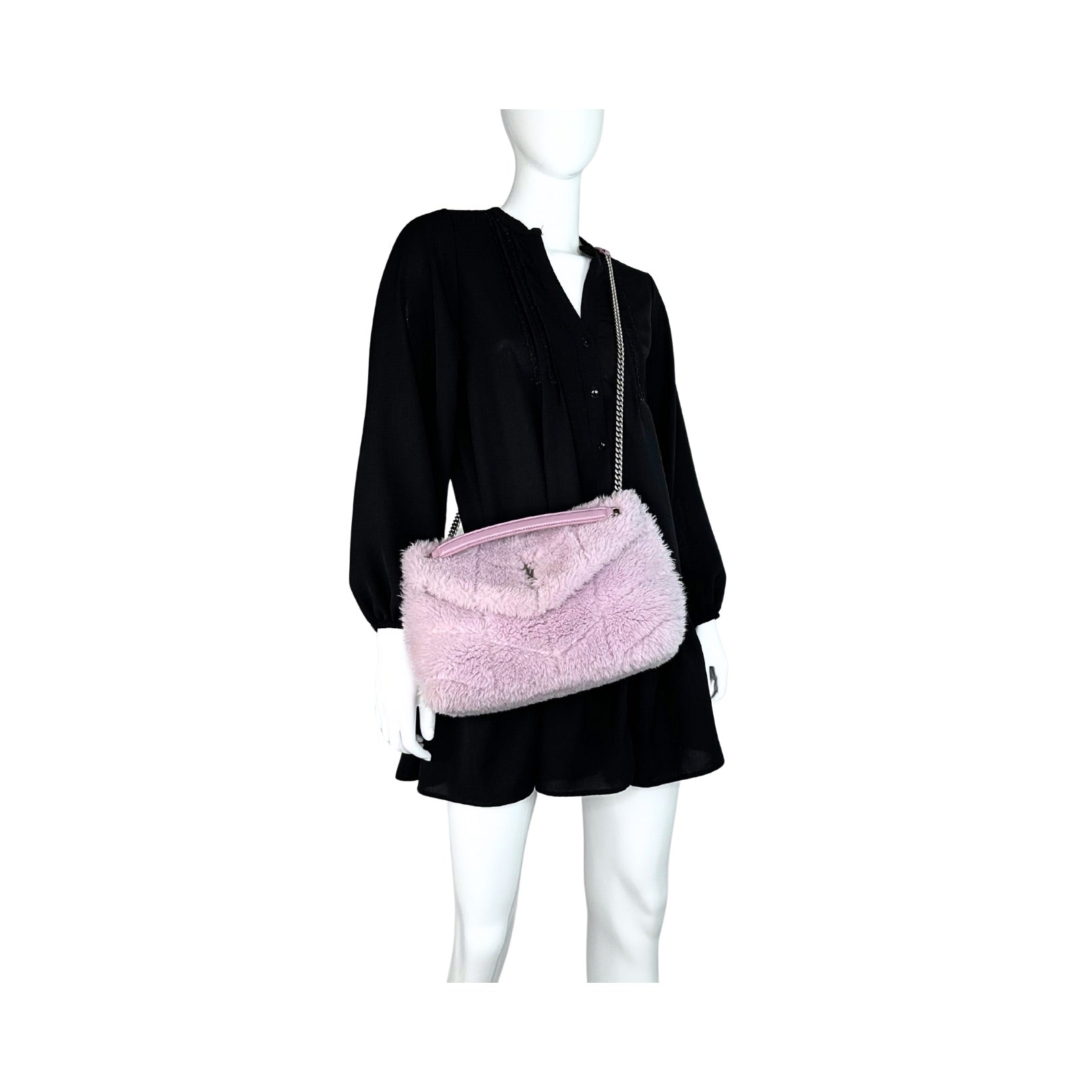 Saint Laurent Loulou Puffer Small Shearling Shoulder Bag