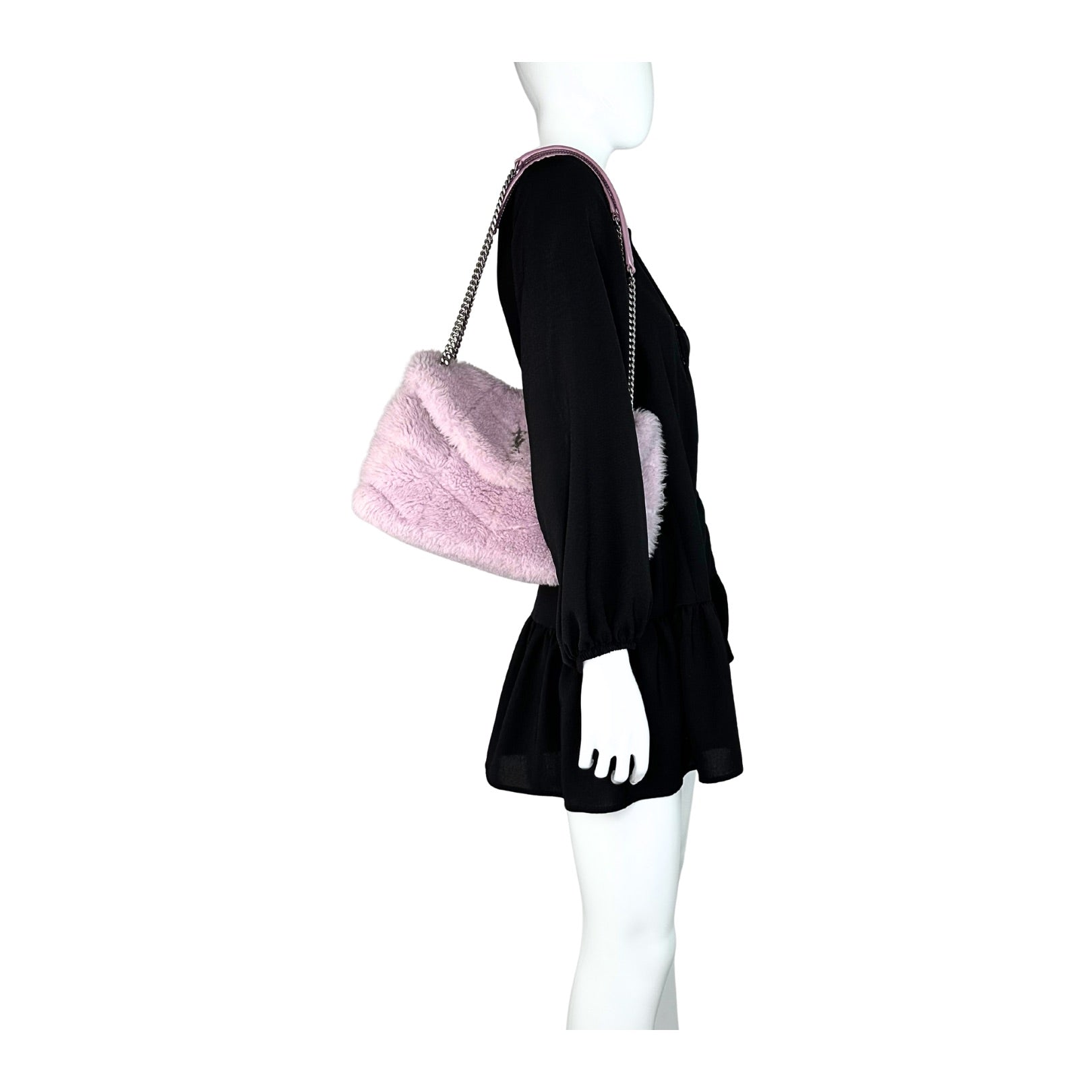 Saint Laurent Loulou Puffer Small Shearling Shoulder Bag