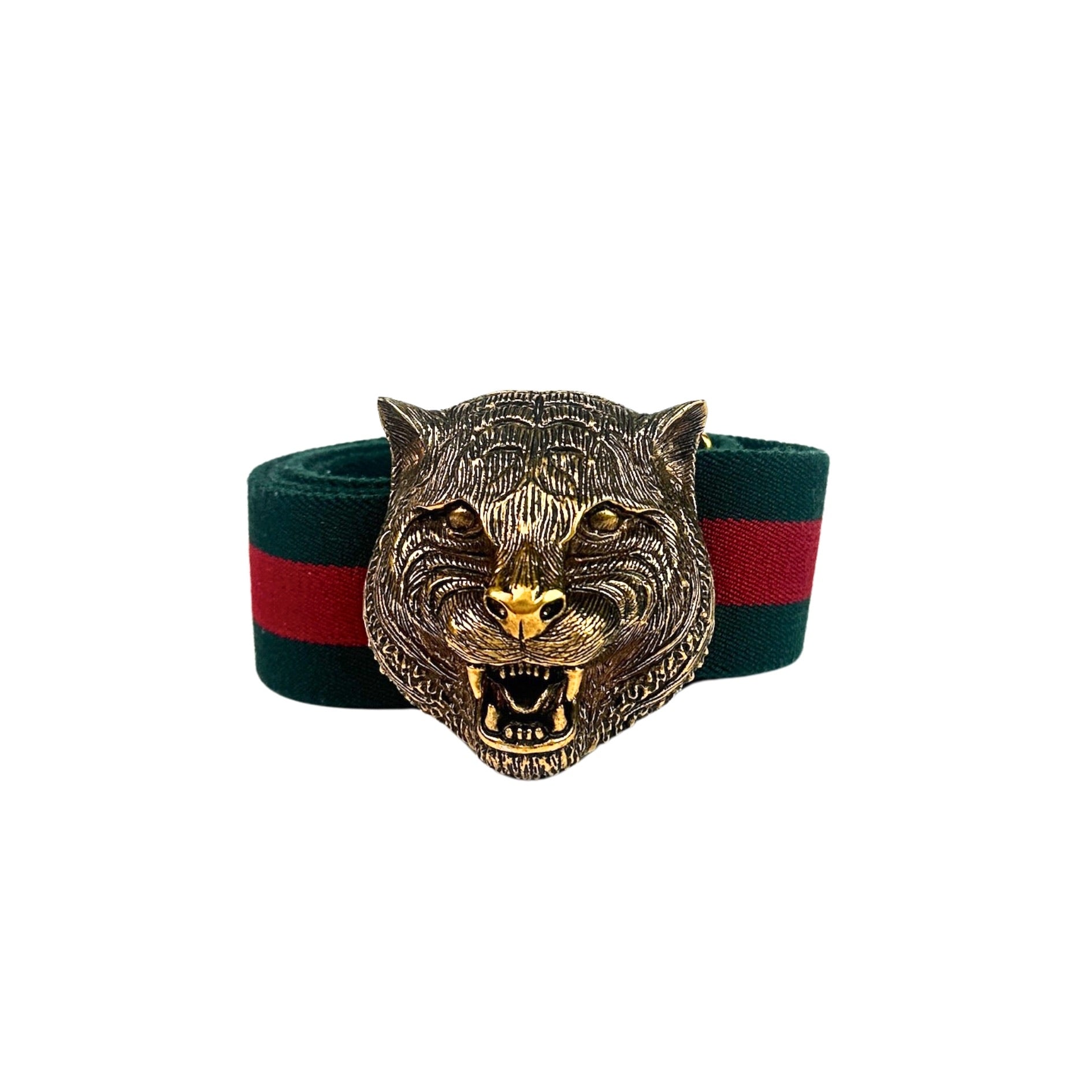 Gucci Web Feline Buckle Belt