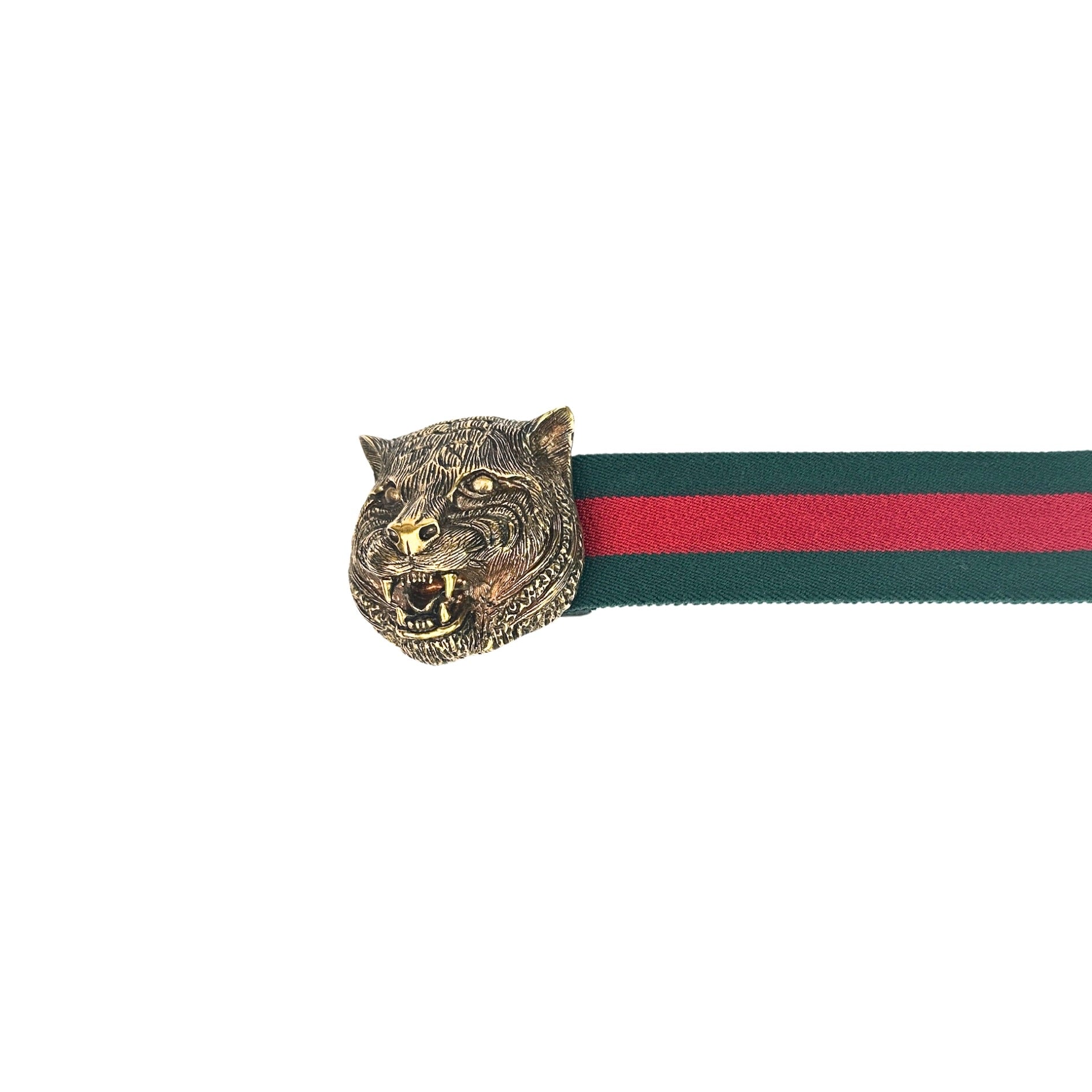 Gucci Web Feline Buckle Belt