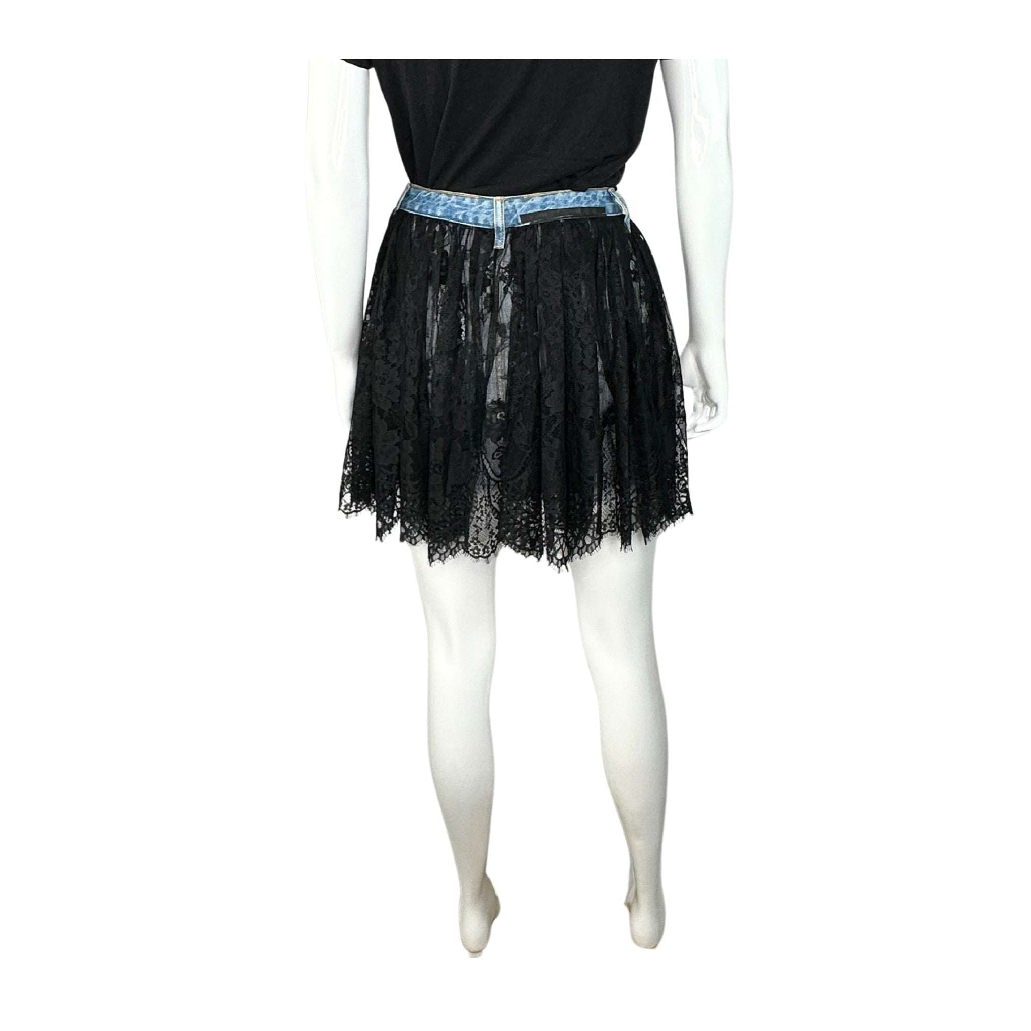 Unravel Project Floral Lace Ruffle Skirt