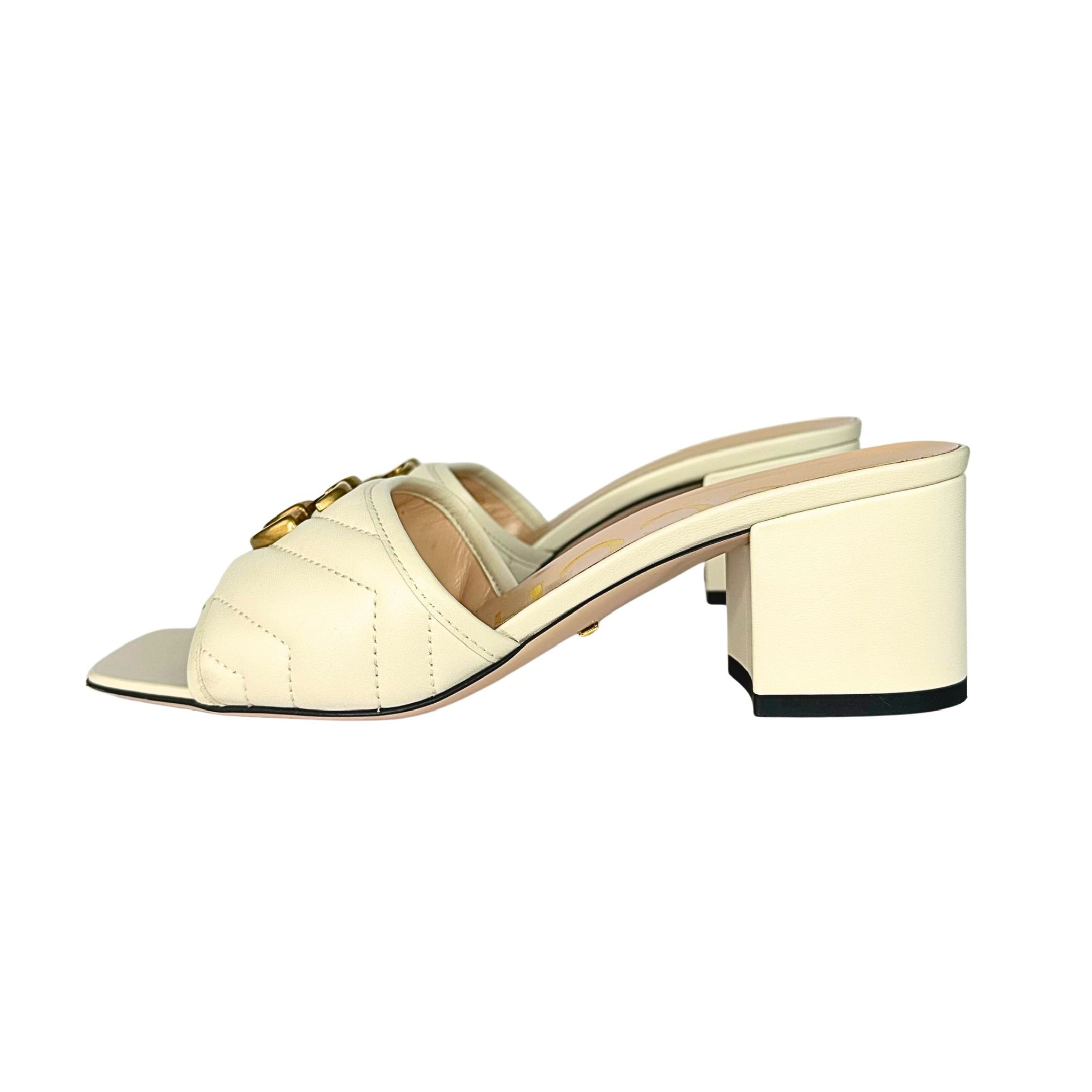 Gucci Matelasse GG Marmont Slide Heeled Sandals
